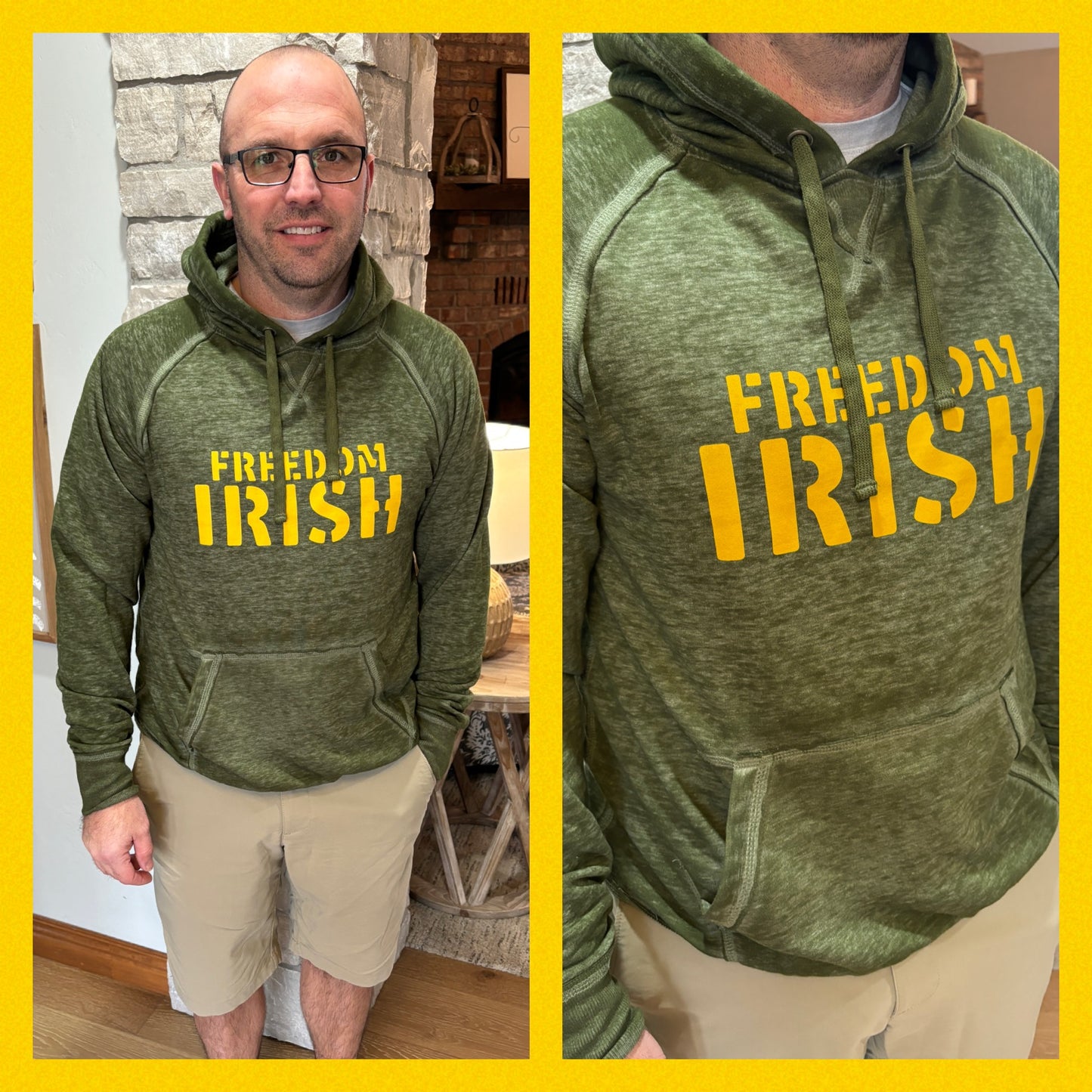 Freedom Irish Twisted Olive Vintage Hoodie