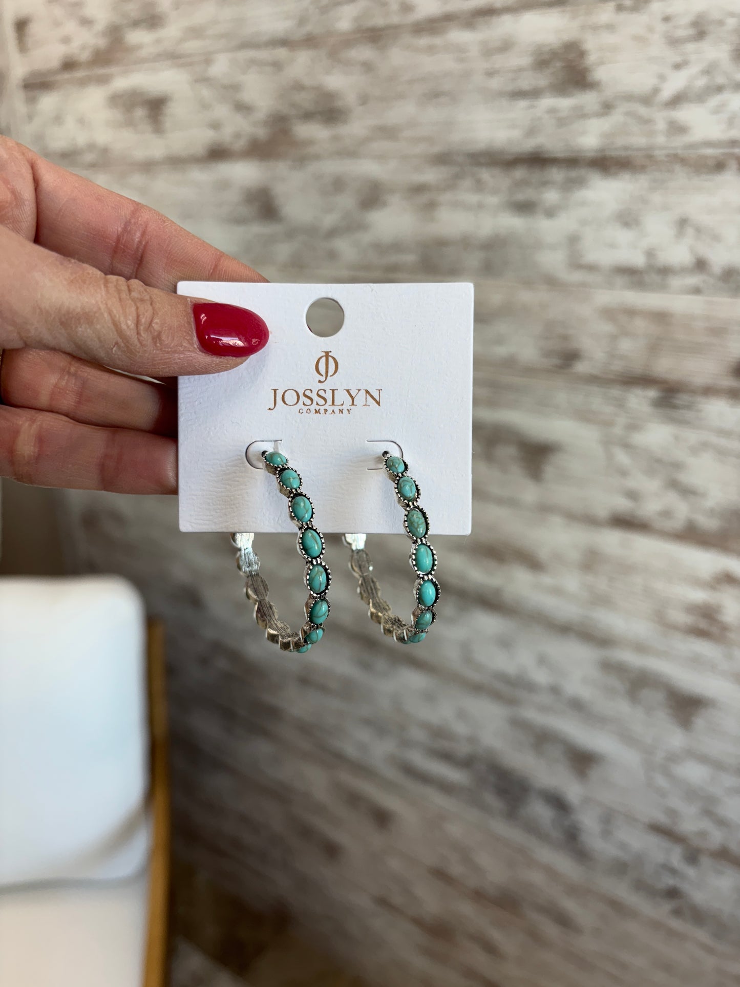 Western Turq Stone Hoop Earrings