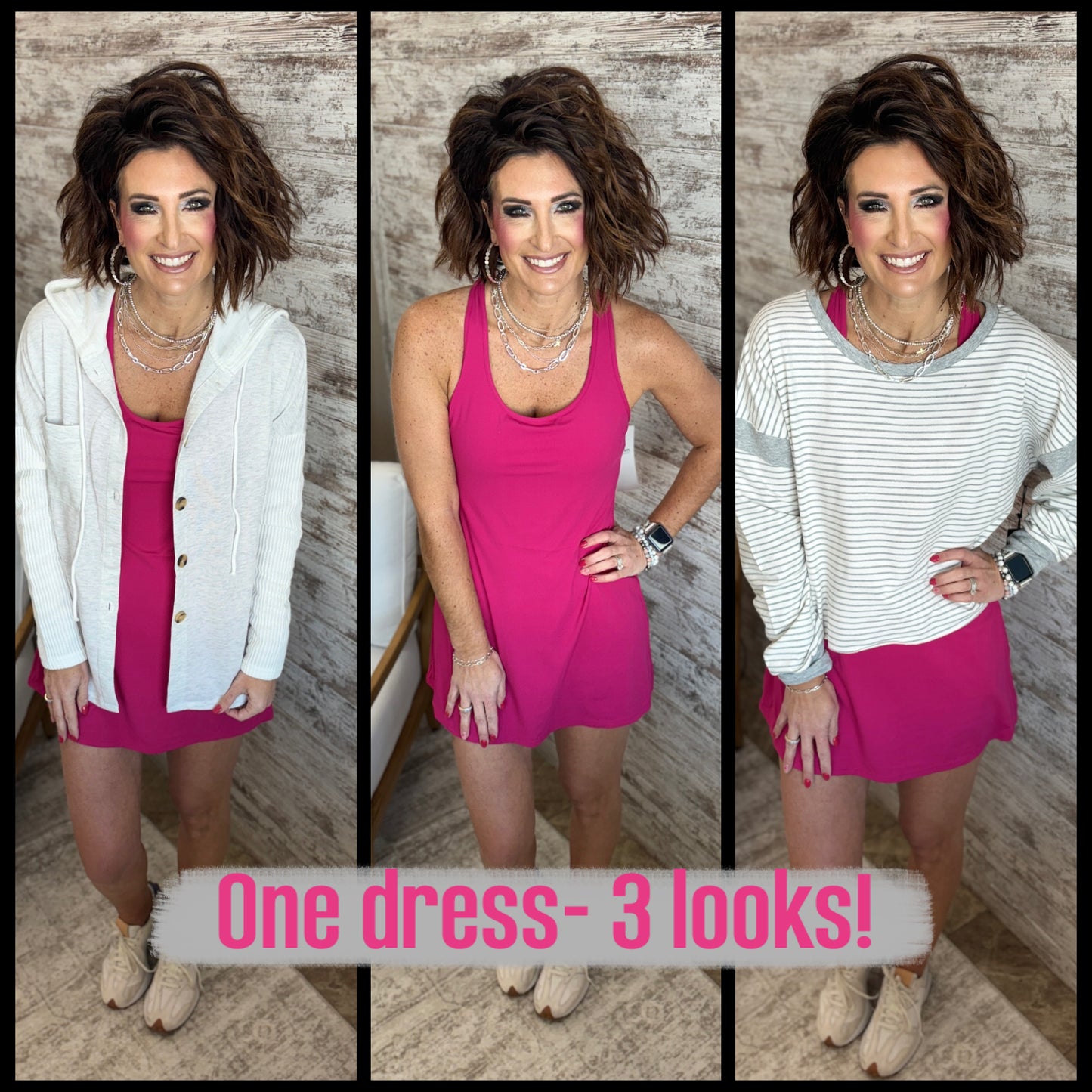 Plum Pink Flow Twist Active Dress