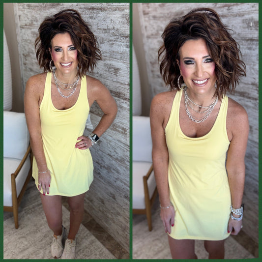 Yellow Glow Flow Twist Active Dress