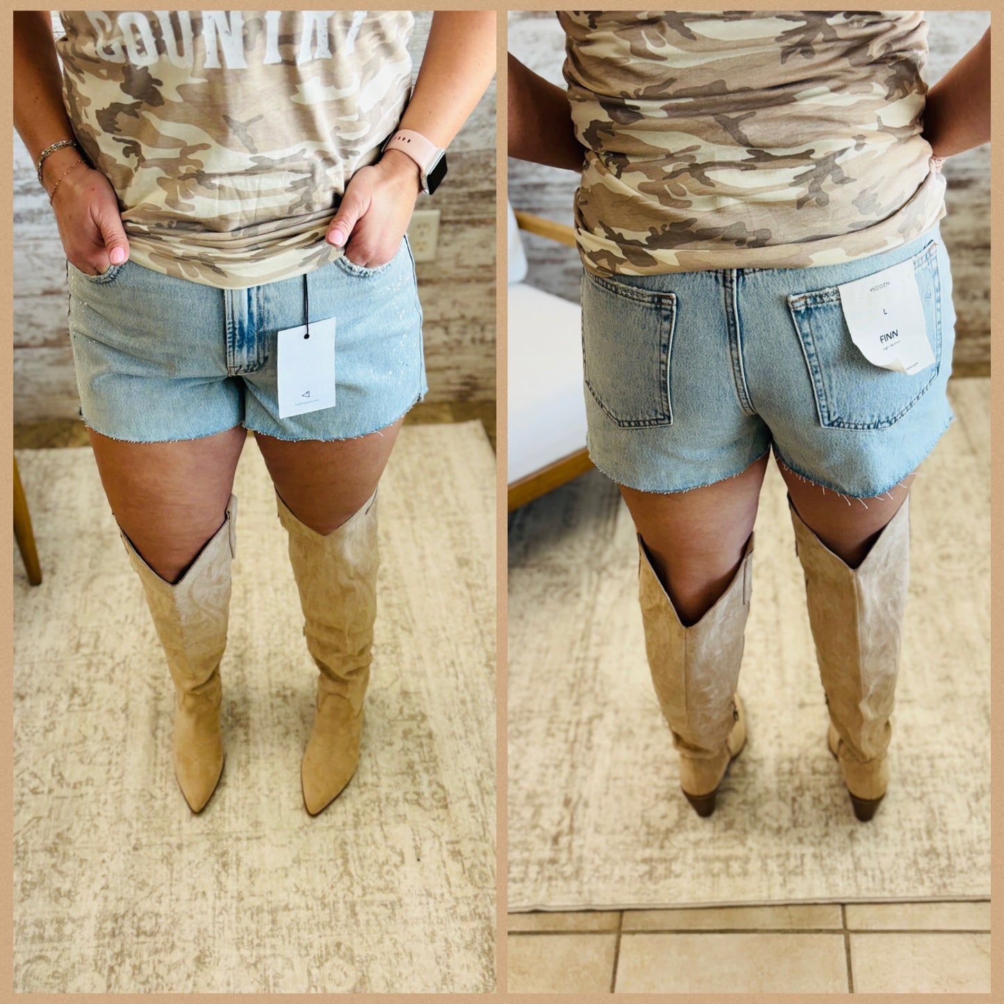 Hidden High Rise Shorts with Paint Detail HD4244-LT