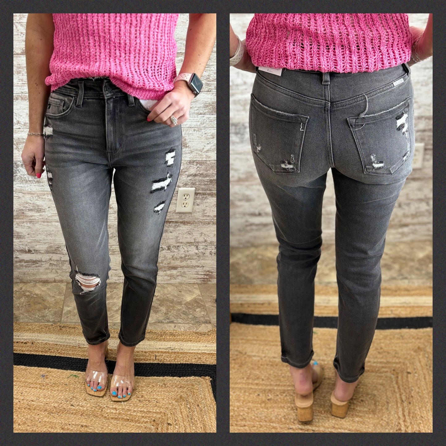 Kancan Grey High Rise Mom Fit Jean KC9198LG