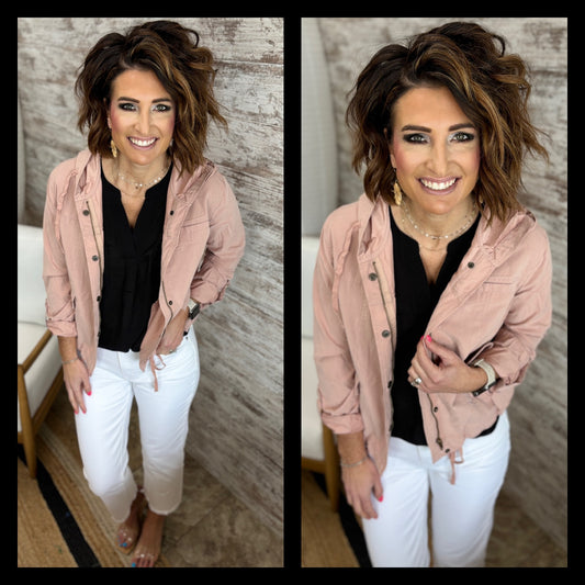 Dusty Pink Jacket with Snap Buttons