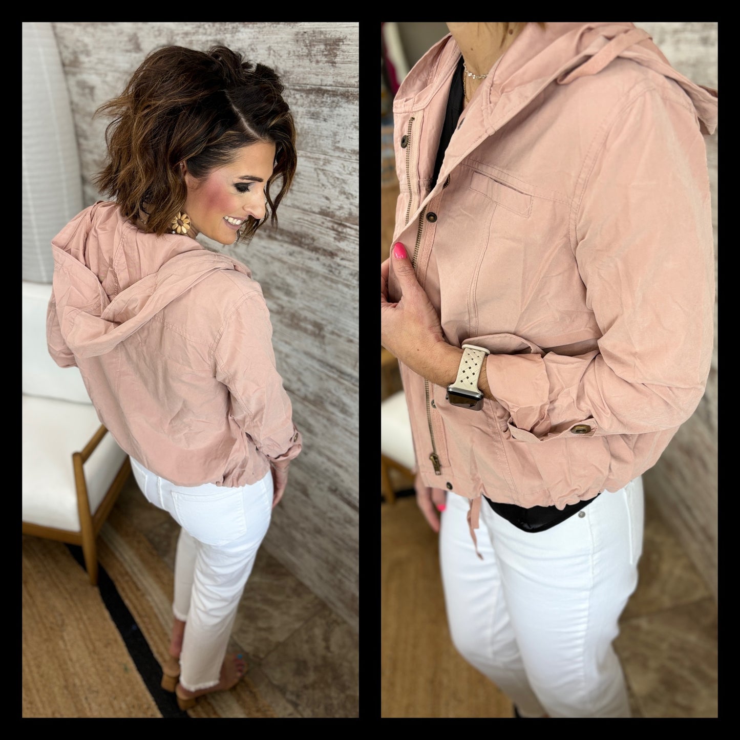 Dusty Pink Jacket with Snap Buttons