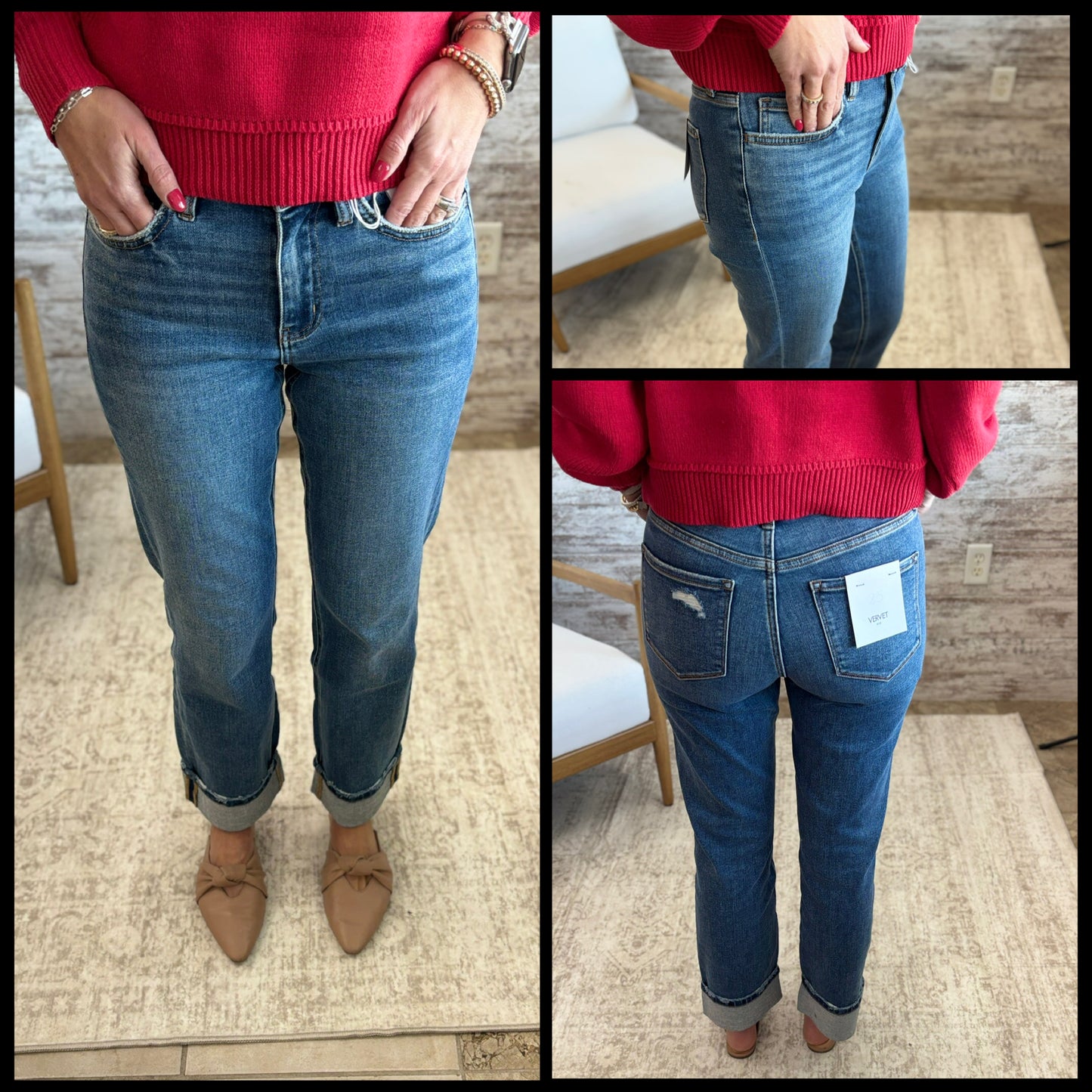 Vervet Victoria High Rise Cuffed Jeans T6666