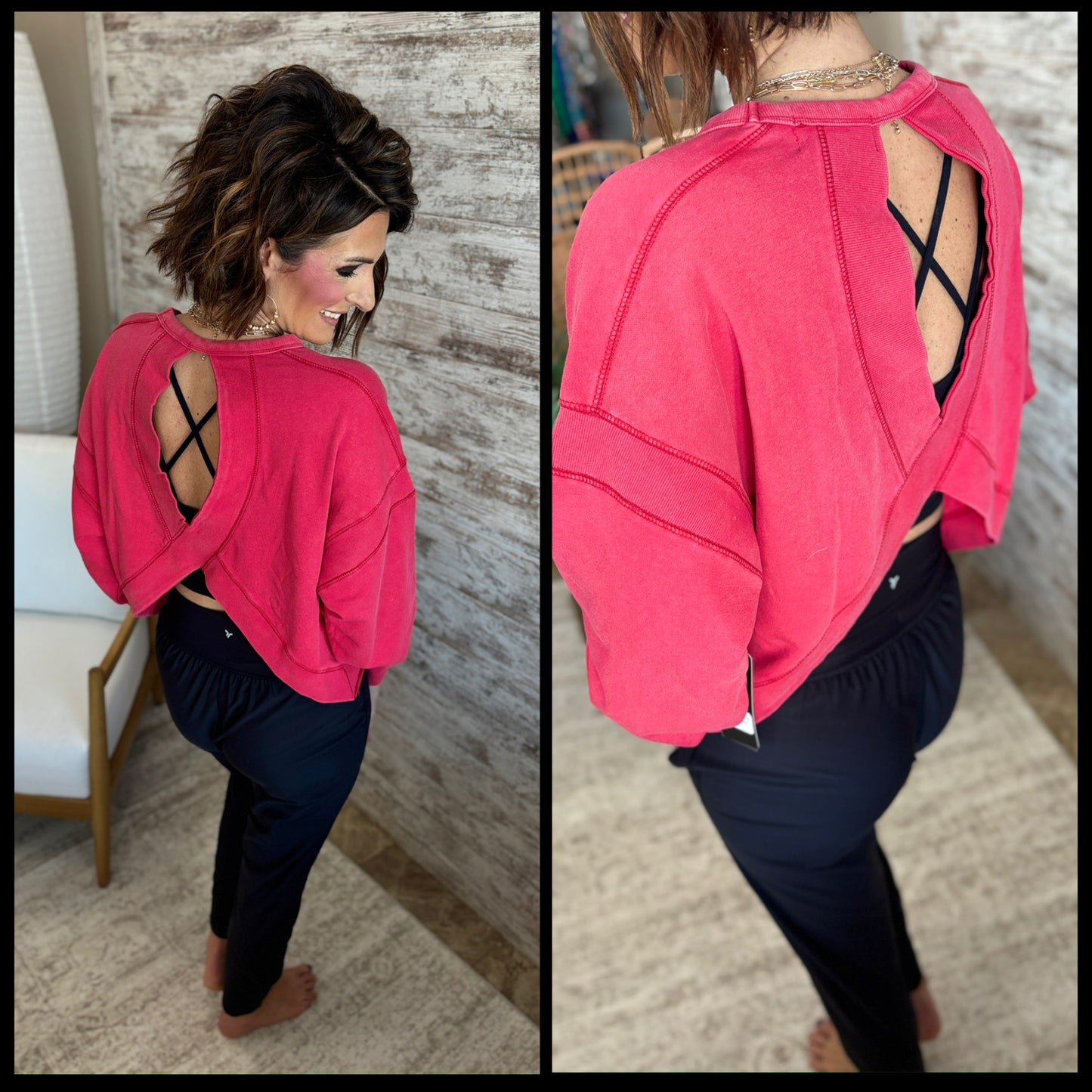 Cherry Mineral Wash Back Cut Out Sweatshirt *Restocked*