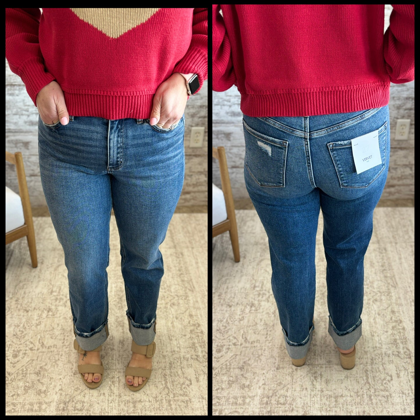 Vervet Victoria High Rise Cuffed Jeans T6666