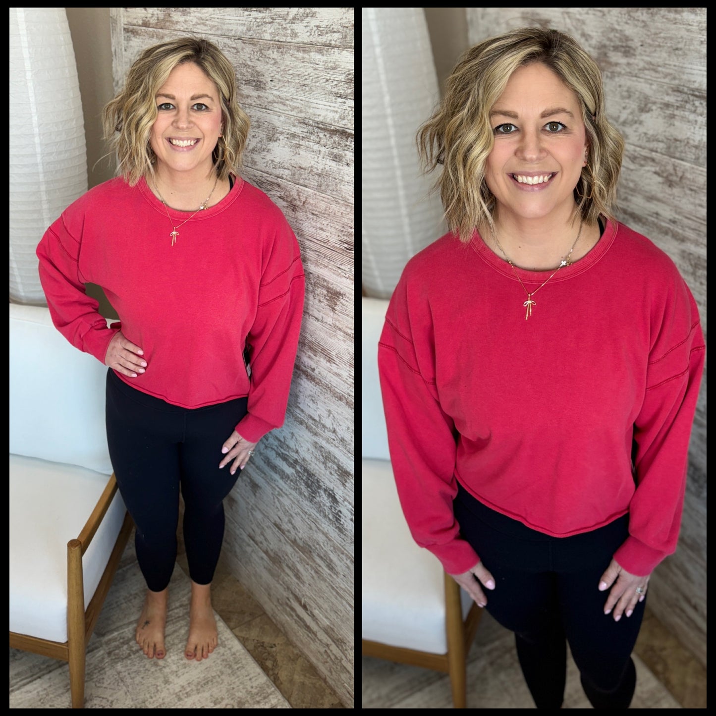 Cherry Mineral Wash Back Cut Out Sweatshirt *Restocked*