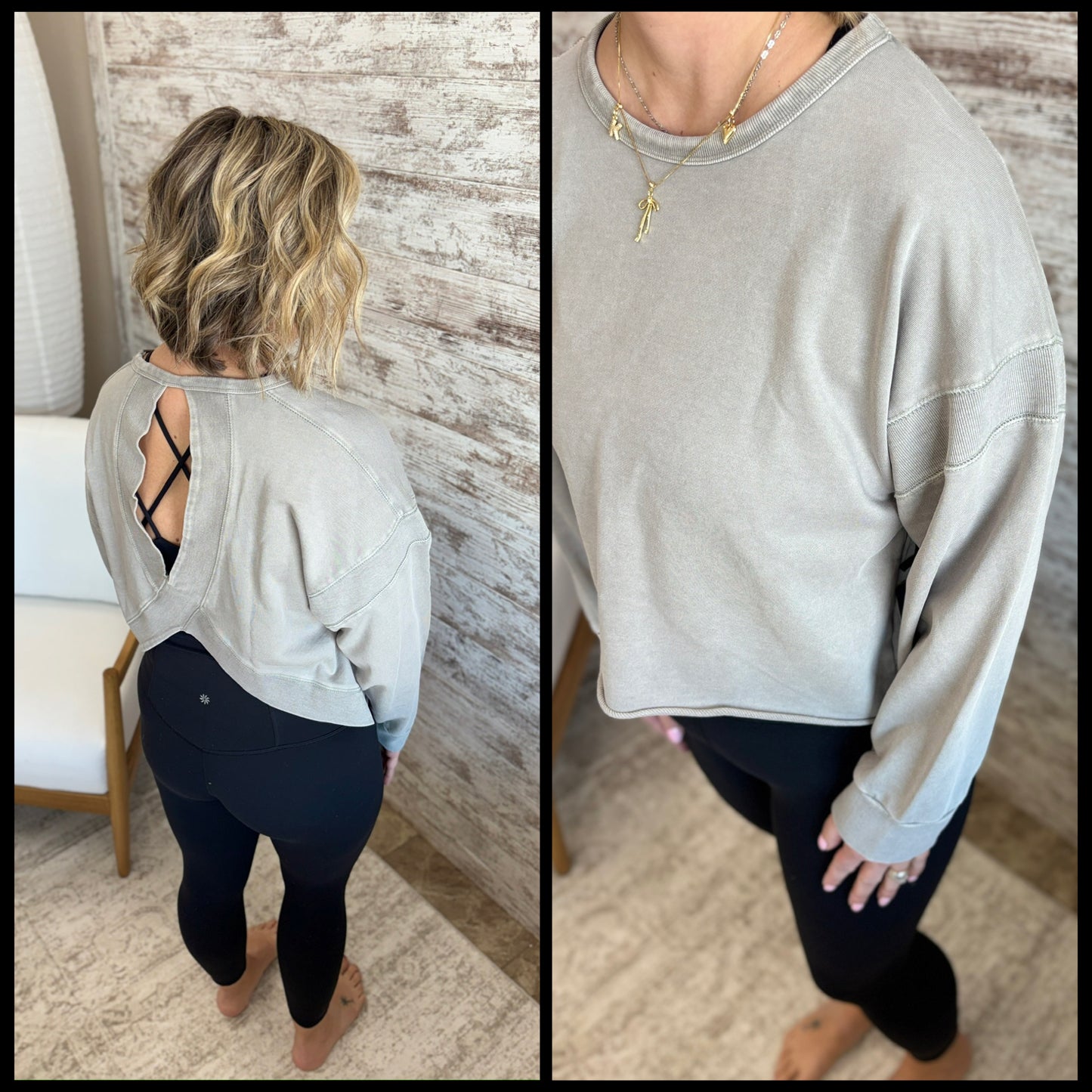 Grey Mineral Wash Back Cut Out Sweatshirt