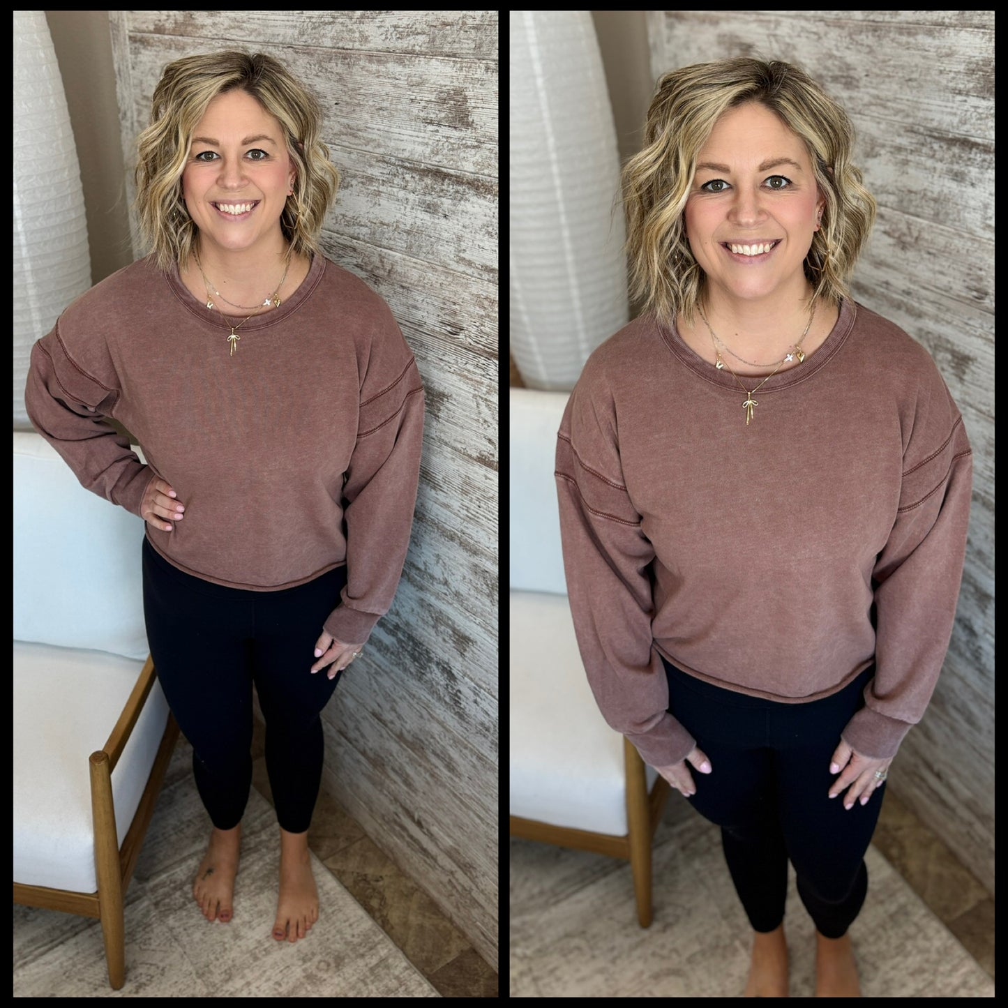 Chocolate Mineral Wash Back Cut Out Sweatshirt