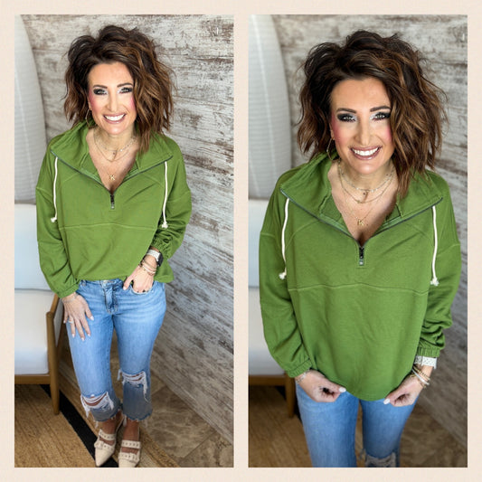 Green Half Zip Pullover