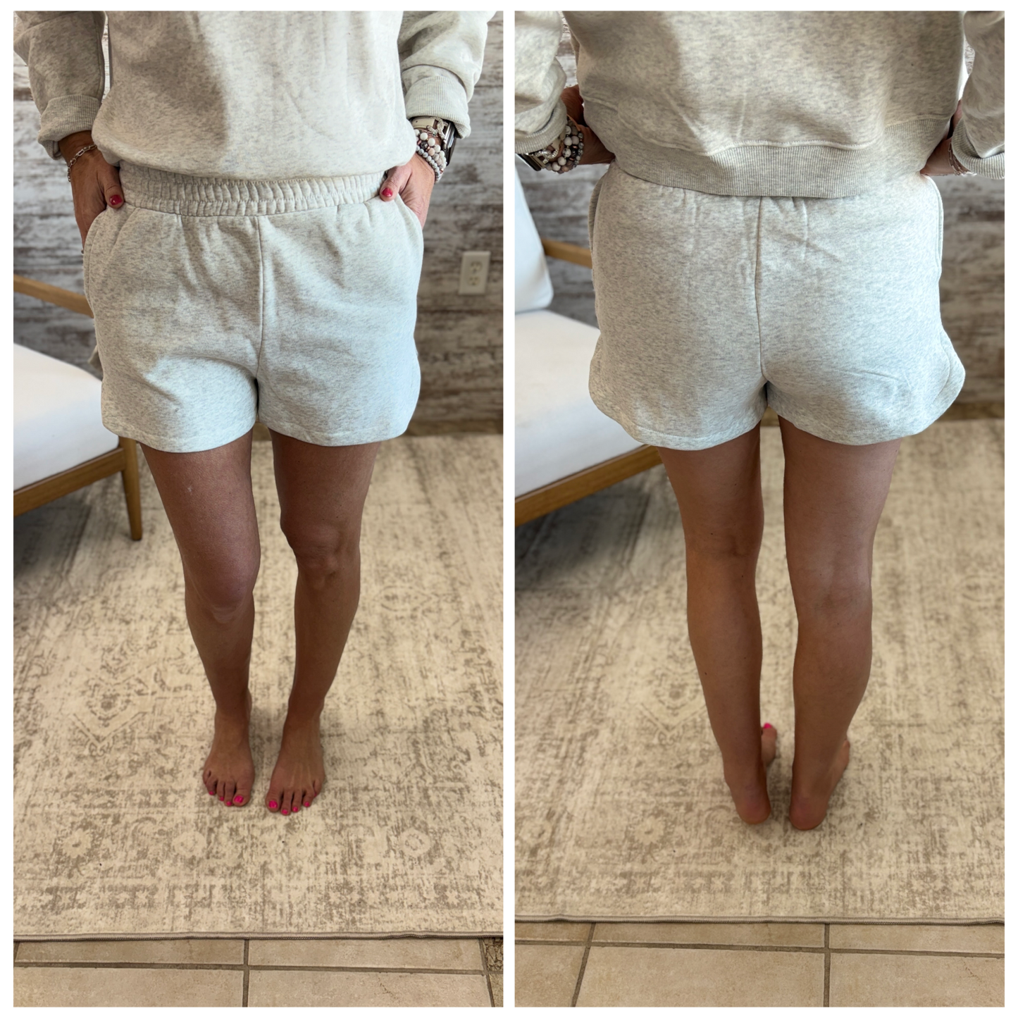 Heather Grey Fleece Crew Neck and Short Set