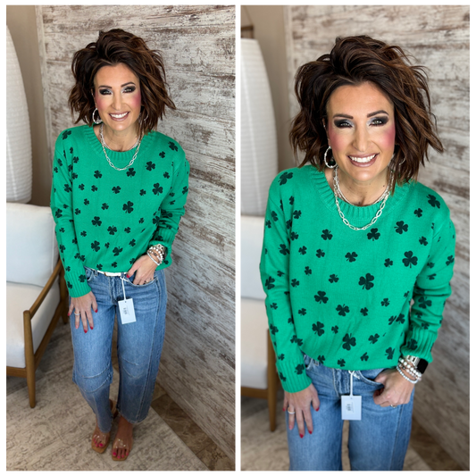 Green Shamrock Crew Neck Sweater