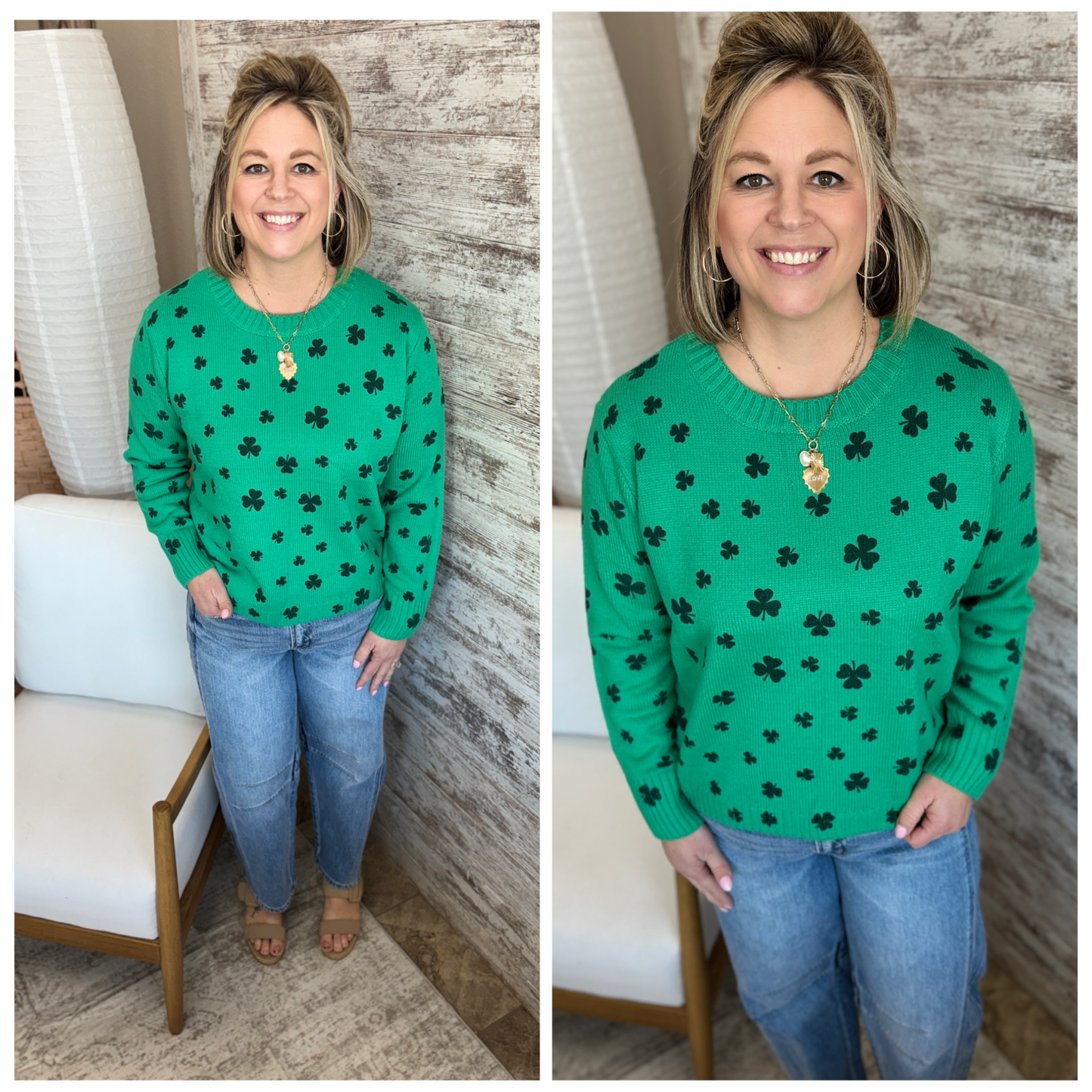 Green Shamrock Crew Neck Sweater