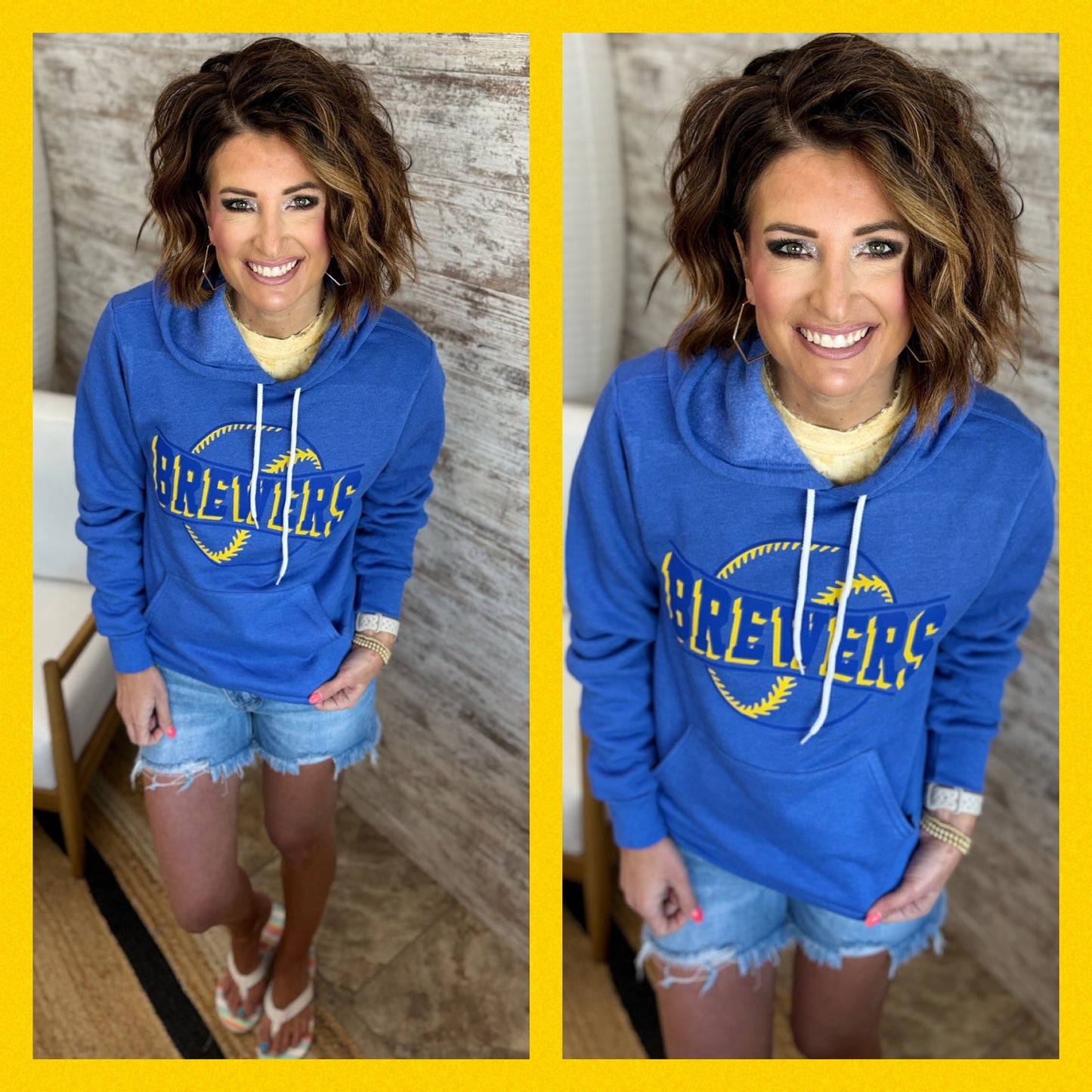 Brewers Heather Royal Bella Hoodie