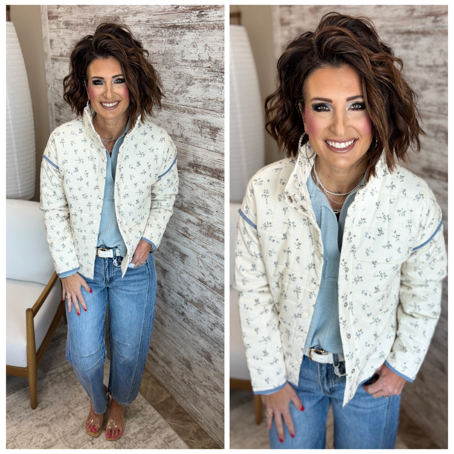 Ivory Floral Quilted Jacket