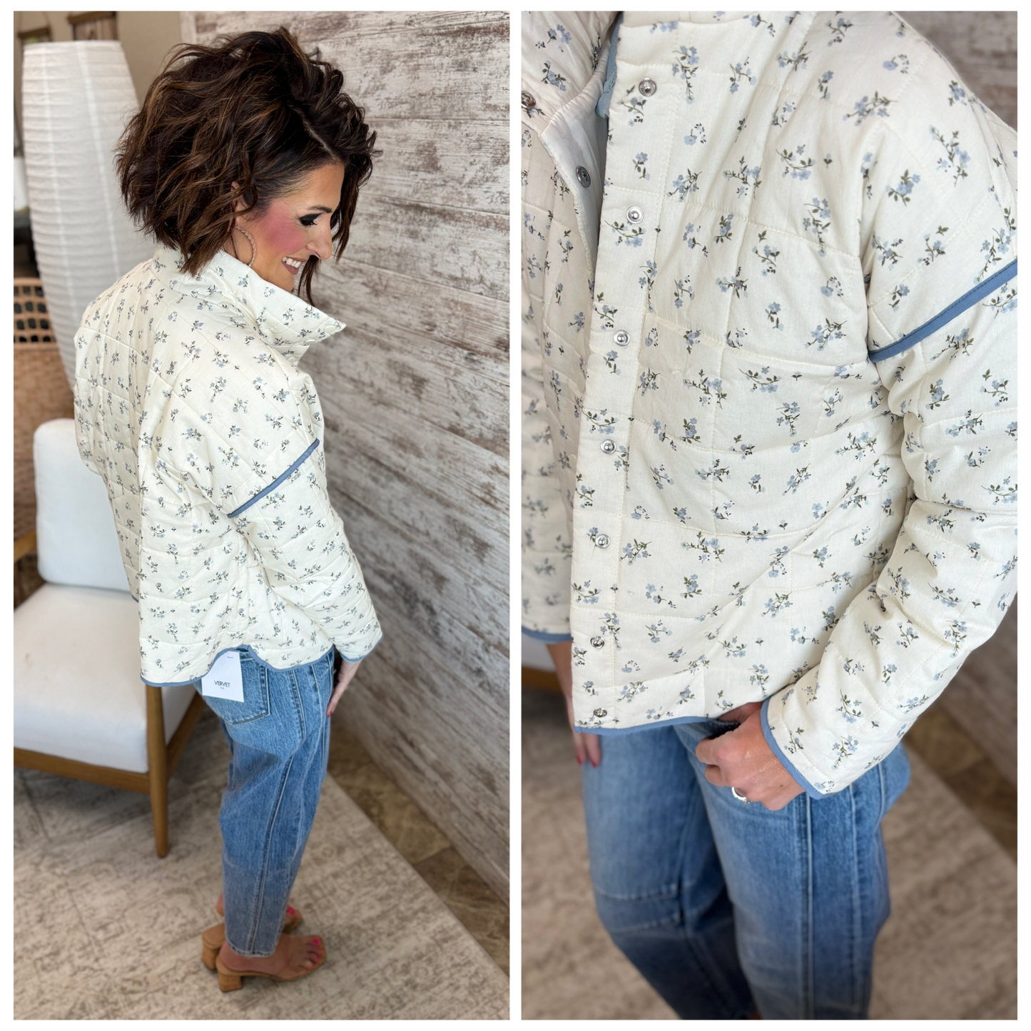 Ivory Floral Quilted Jacket