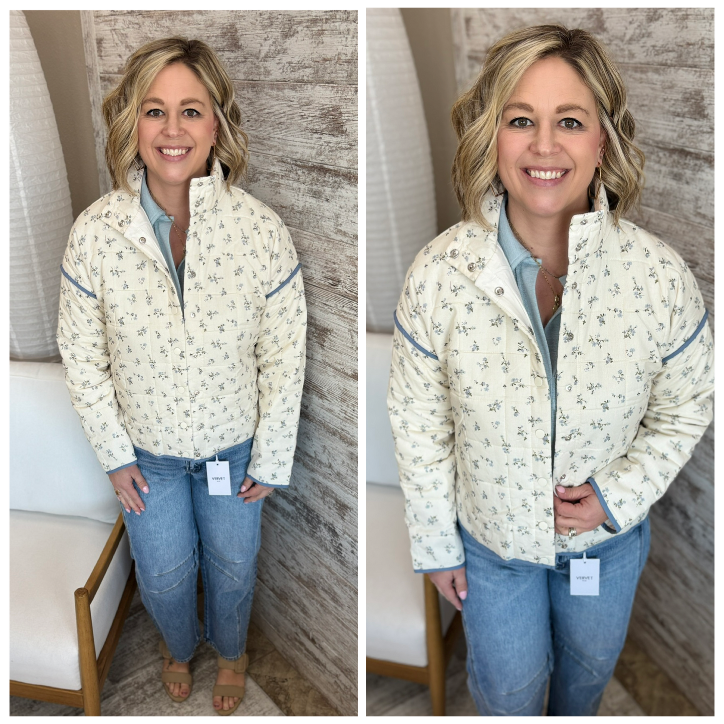 Ivory Floral Quilted Jacket