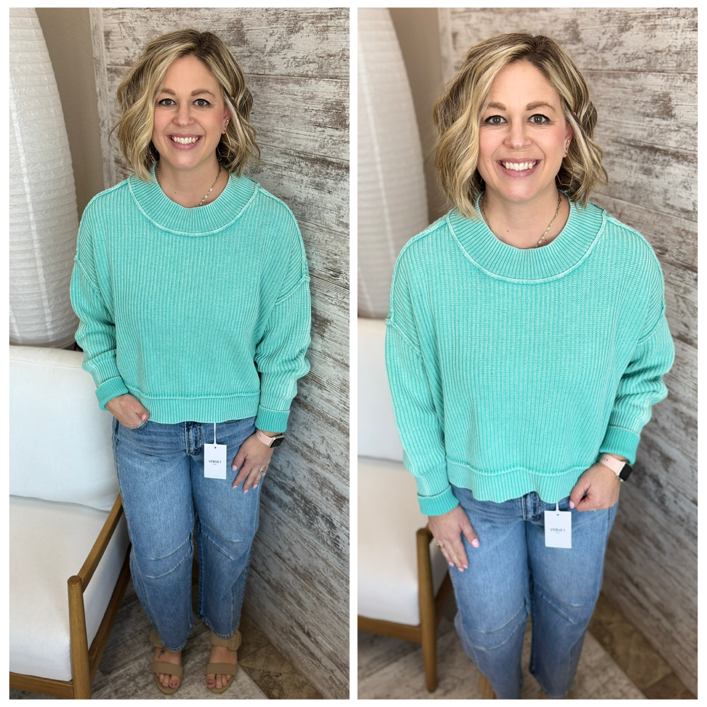 Mint Oversized Side Slit Sweater