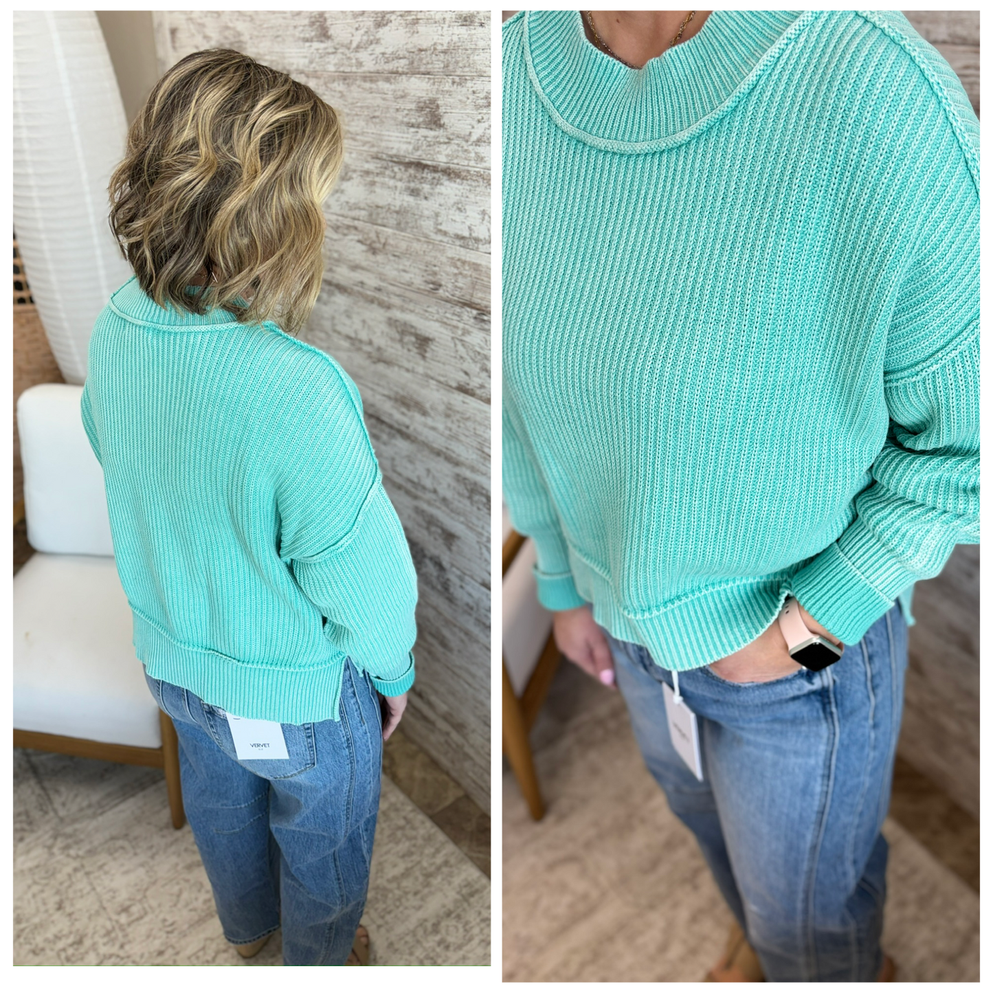 Mint Oversized Side Slit Sweater