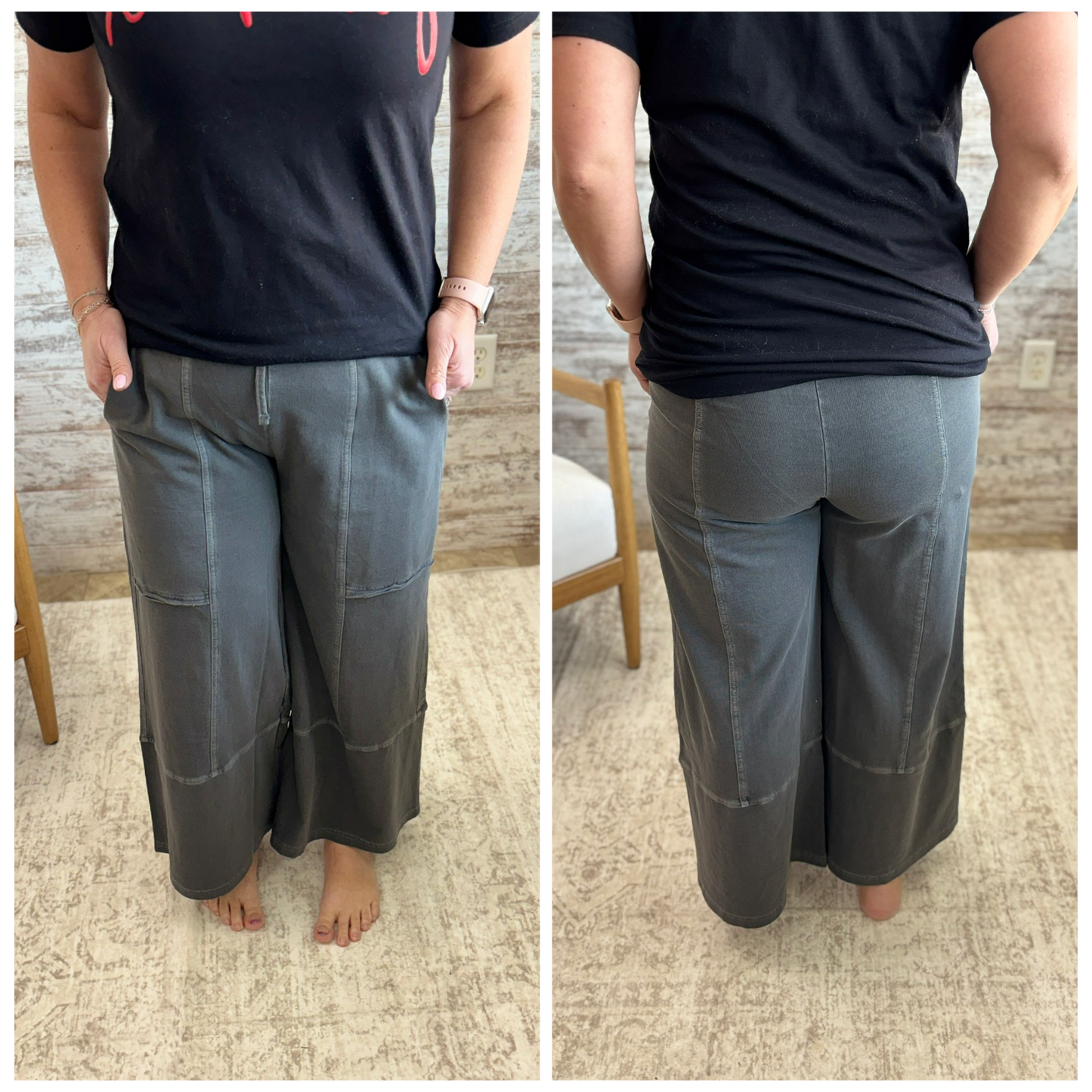 Black Wide Leg Drawstring Pant