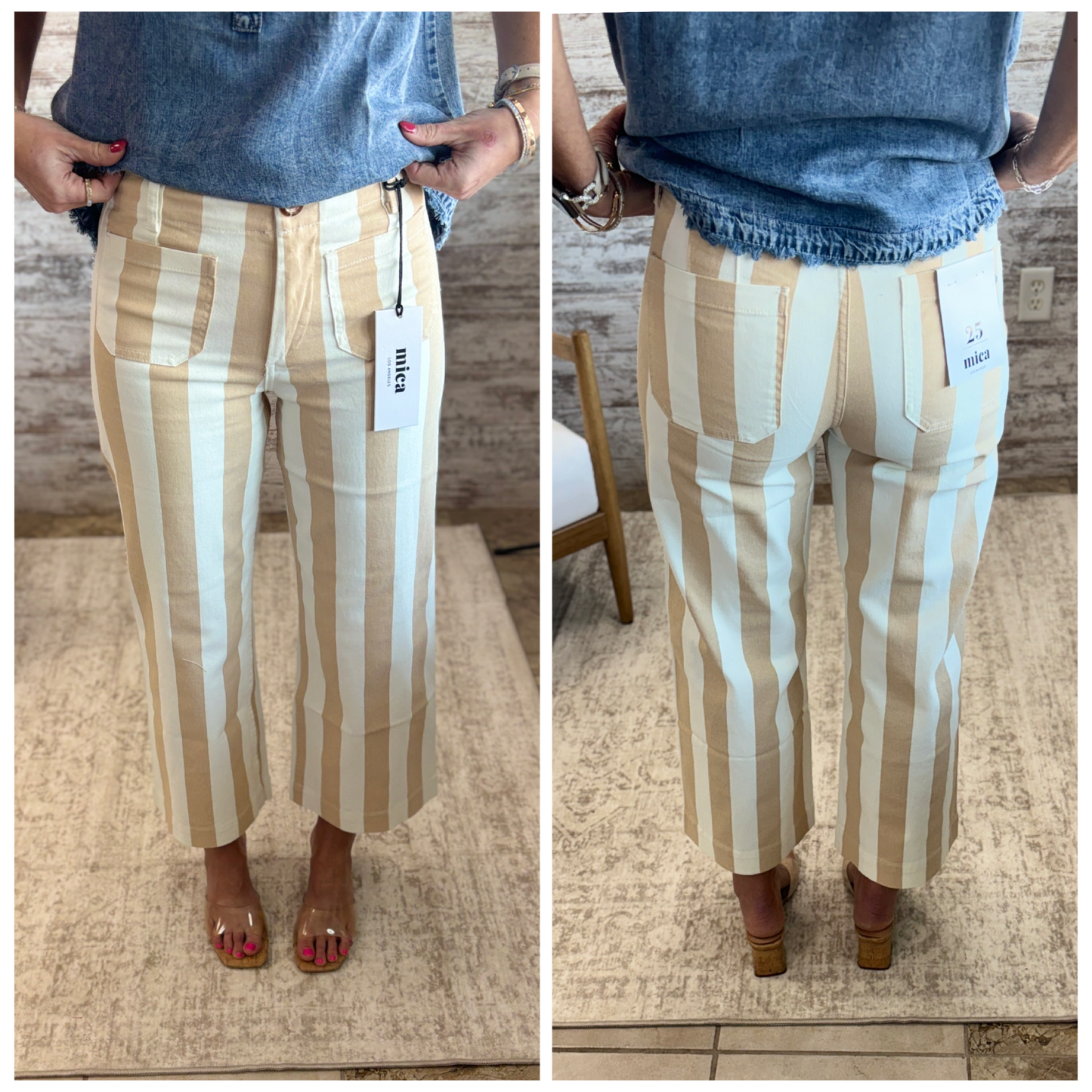 Mica Brandy Striped Cropped Wide Leg DRP-W3548BRA