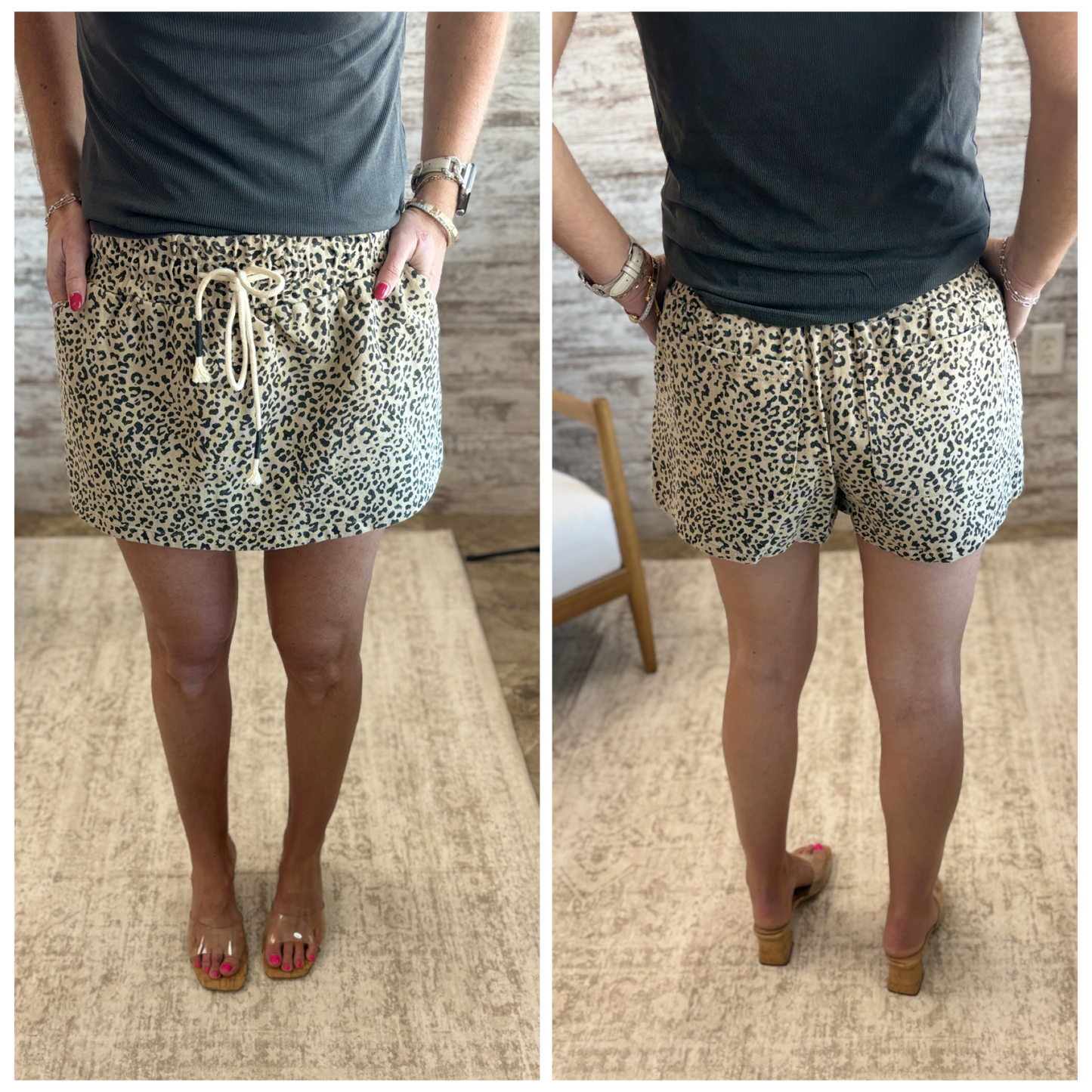 Leopard Print Wide Waist Band Skort