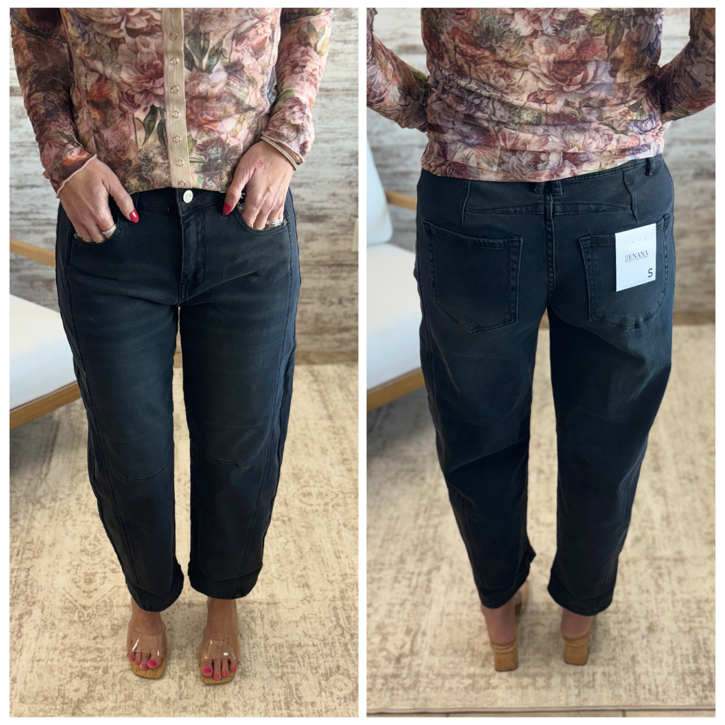 Zenana Black Barrel Jeans DMP-1757Y