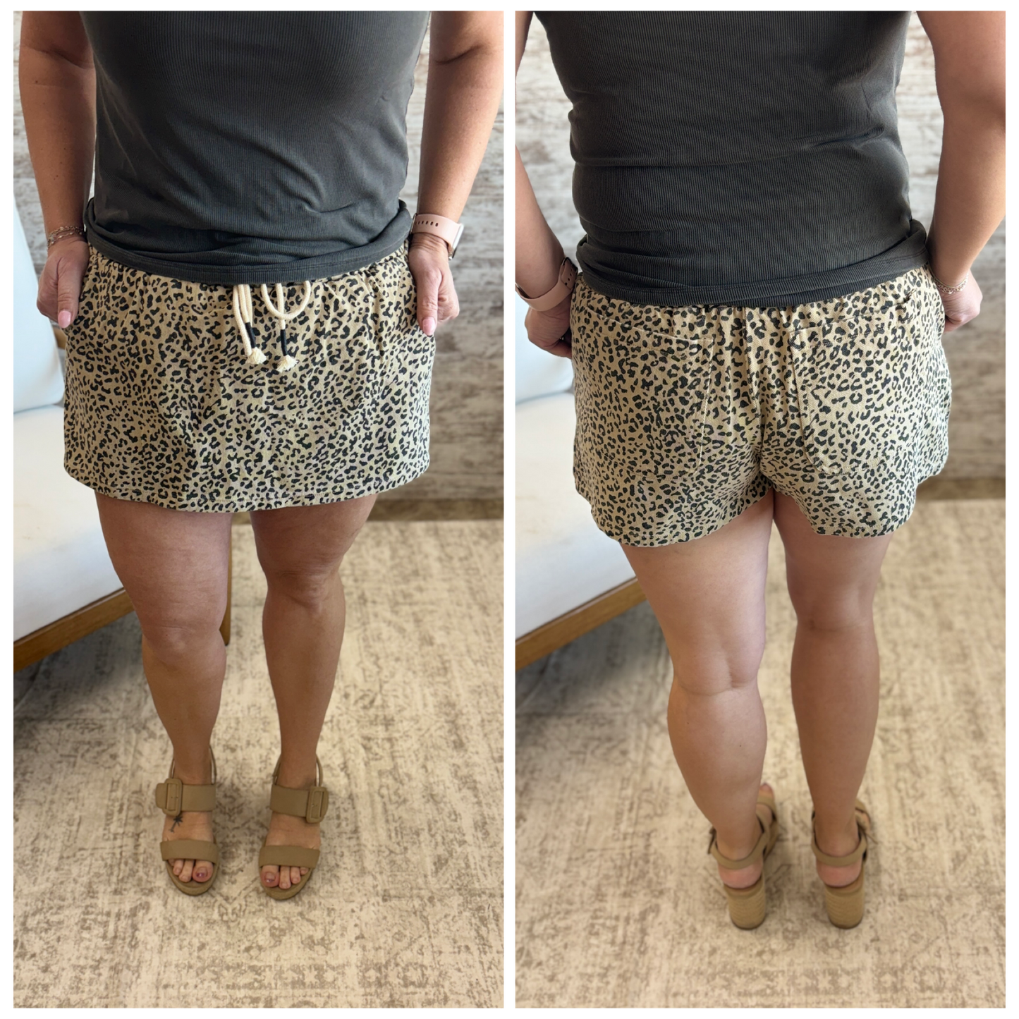 Leopard Print Wide Waist Band Skort