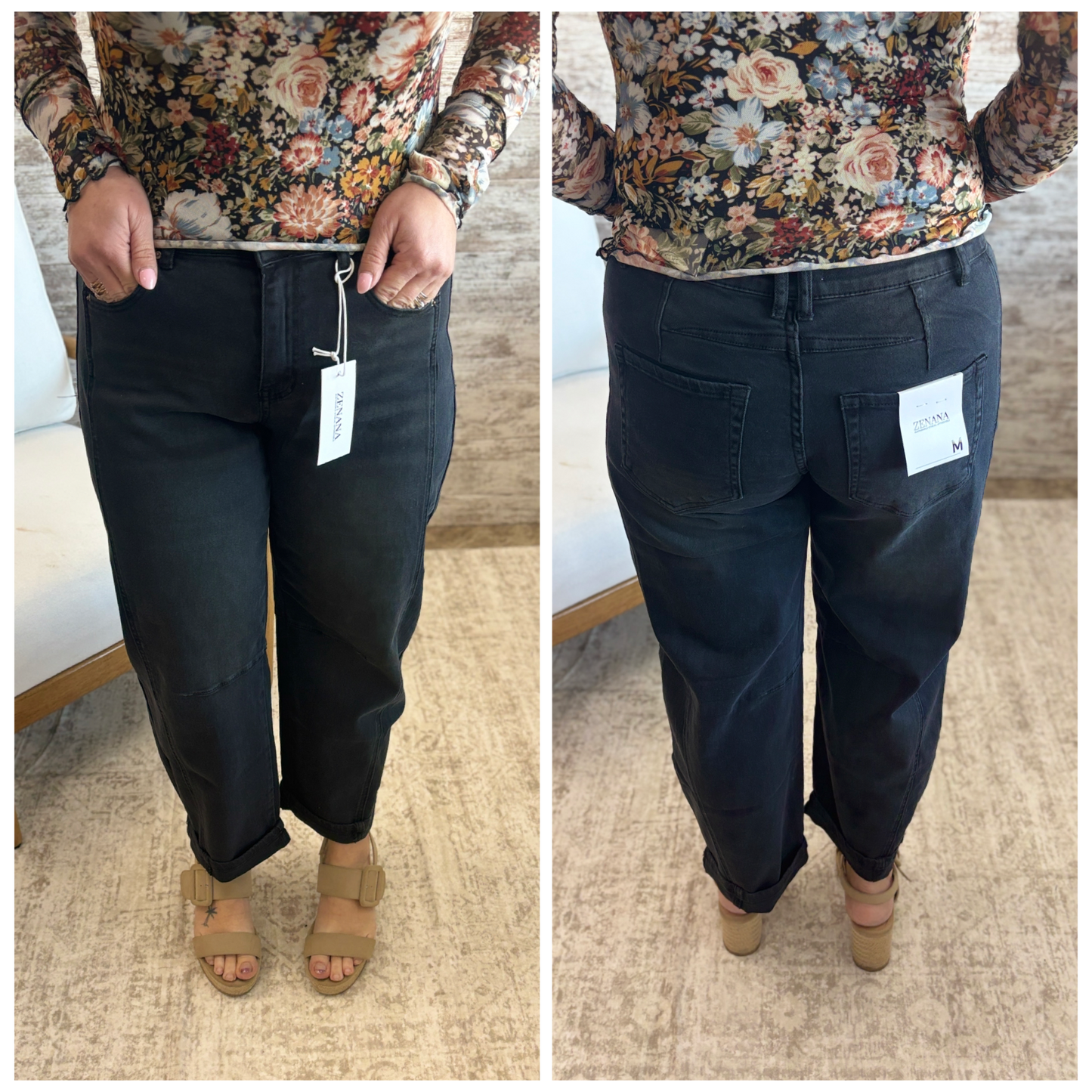 Zenana Black Barrel Jeans DMP-1757Y