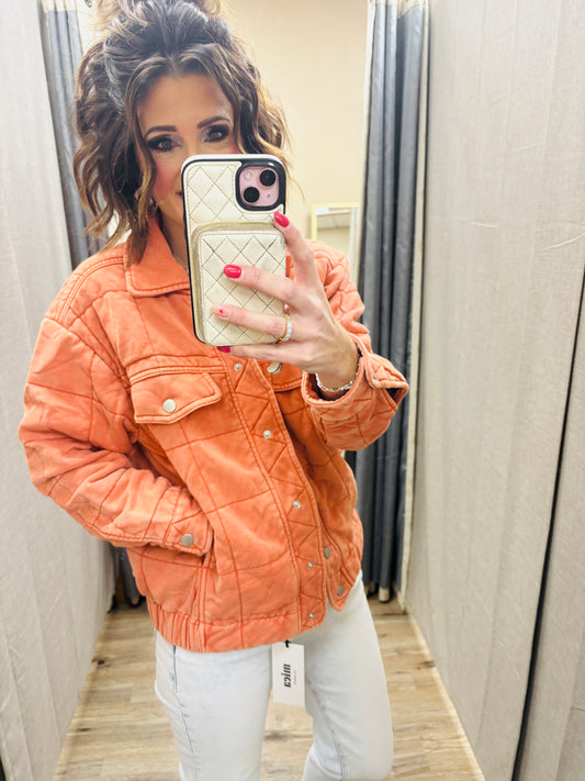 Rust Stone Washed Quilted Jacket **Restocked**