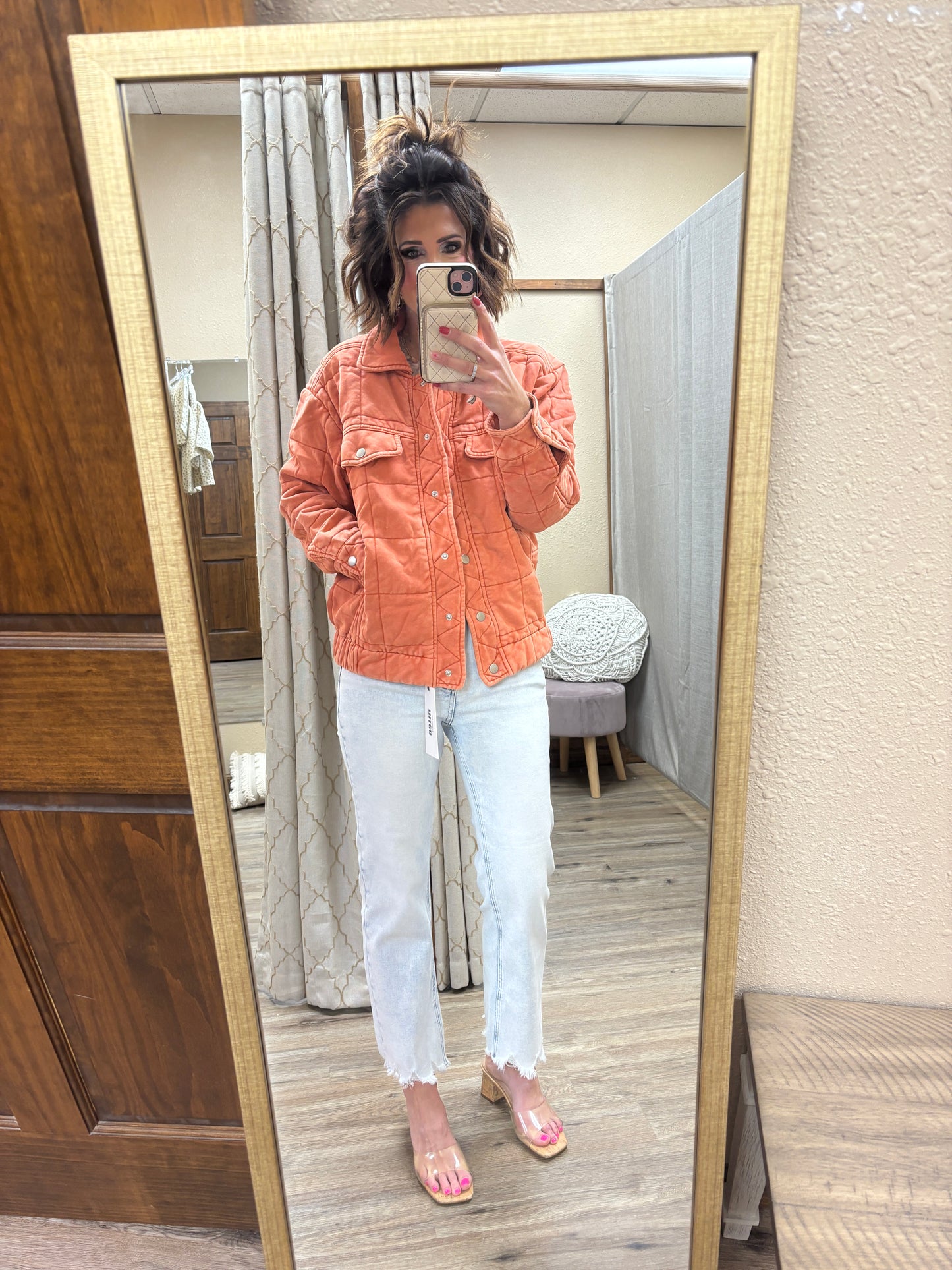 Rust Stone Washed Quilted Jacket **Restocked**