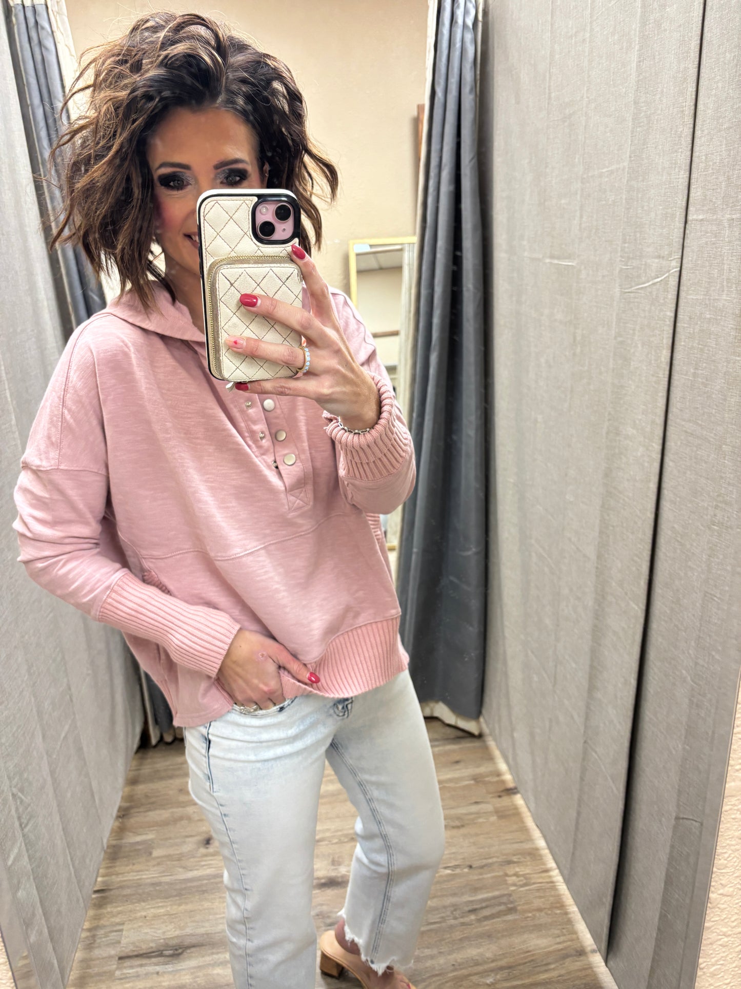 Rose Snap Up Hooded Pullover