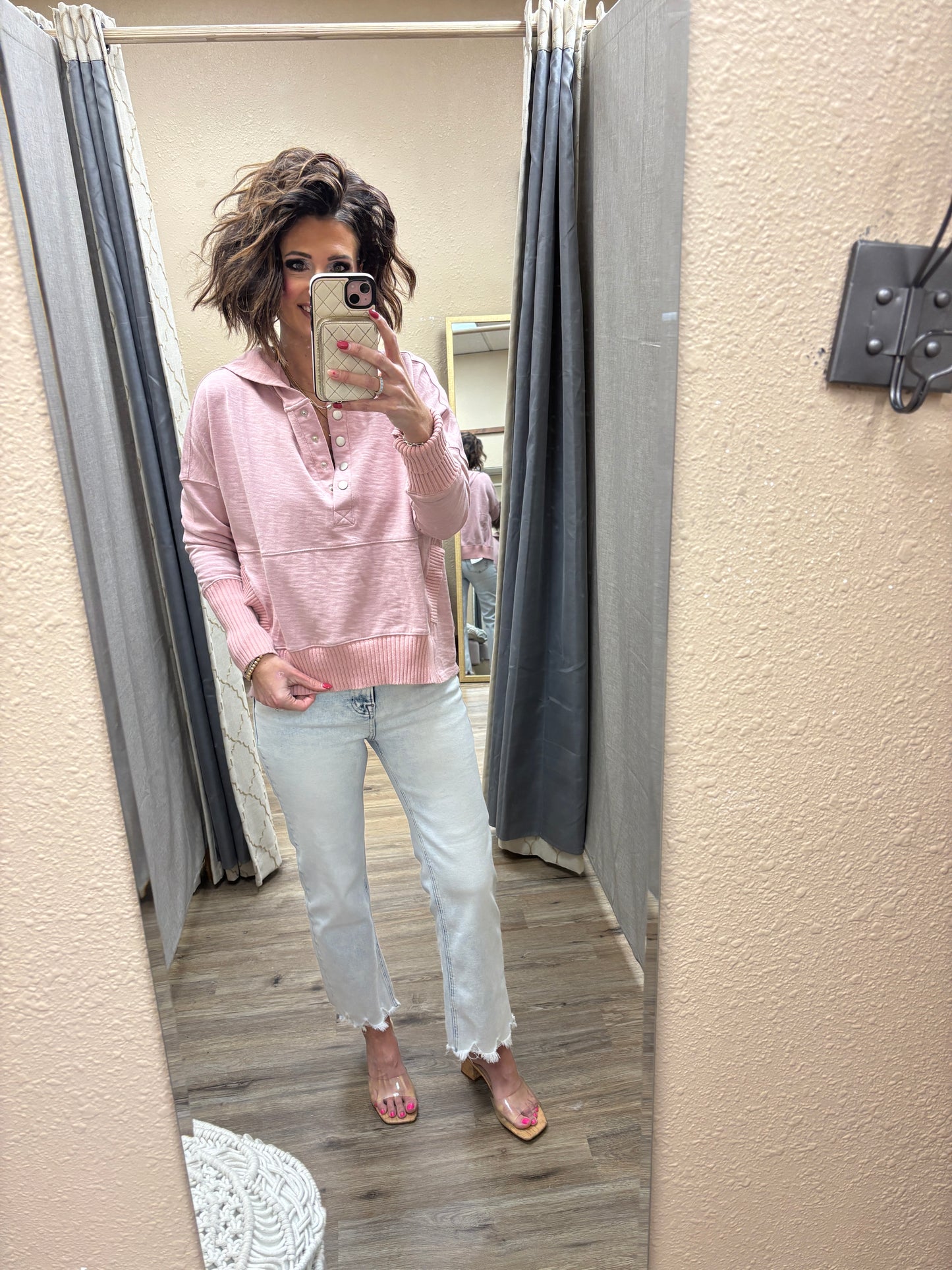 Rose Snap Up Hooded Pullover