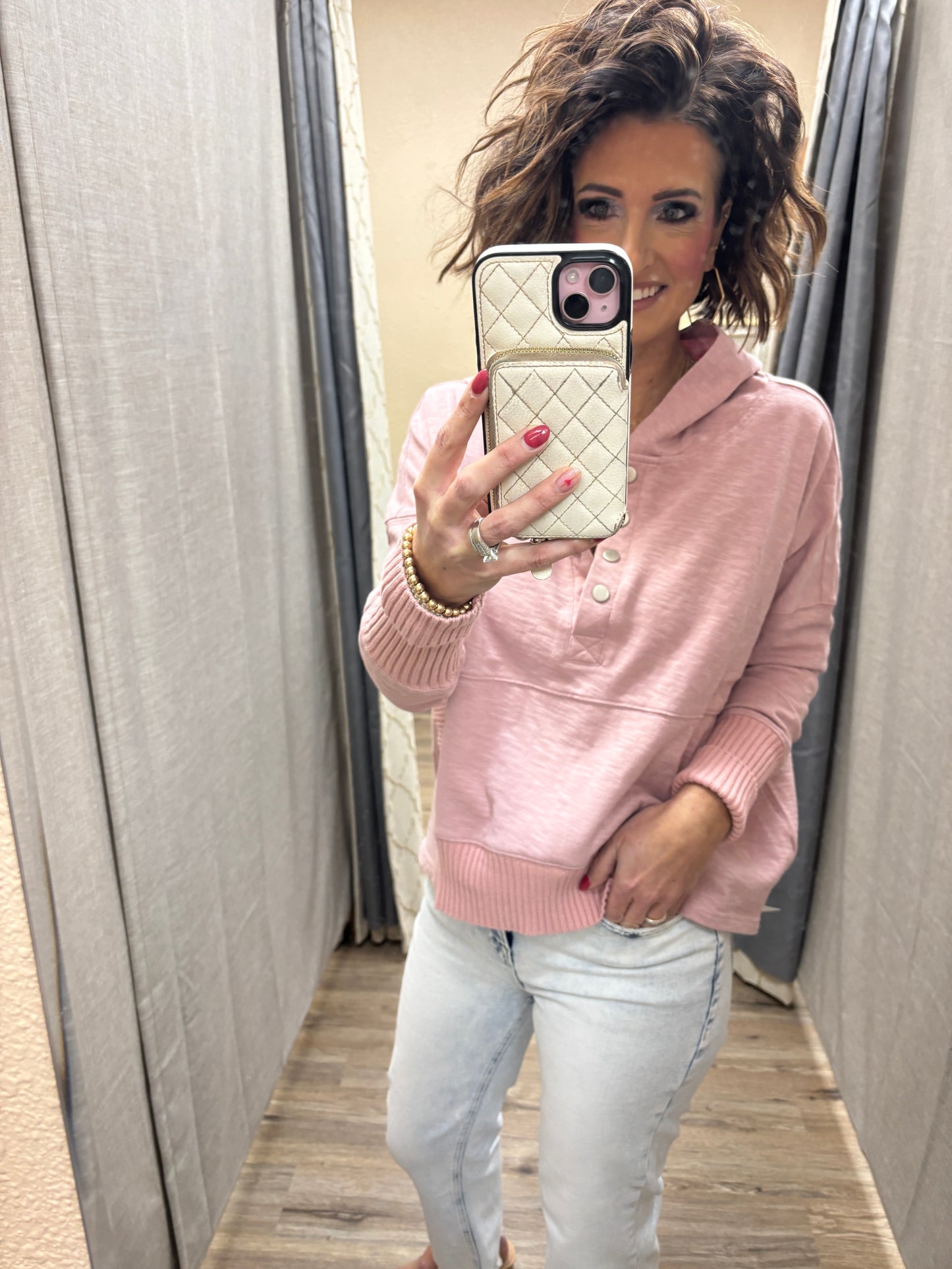 Rose Snap Up Hooded Pullover