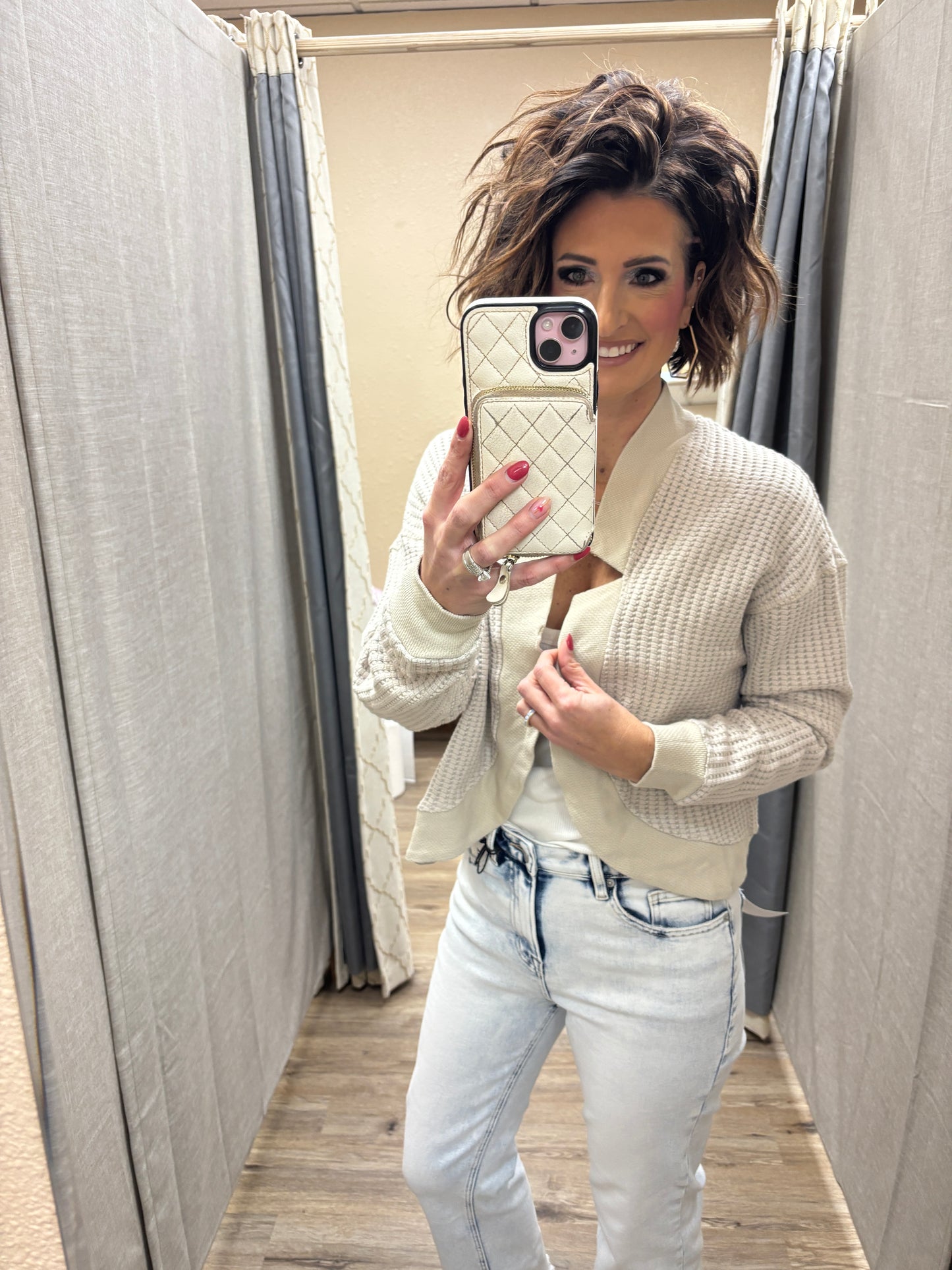 Waffle Knit Cardigan ~ 2 Colors