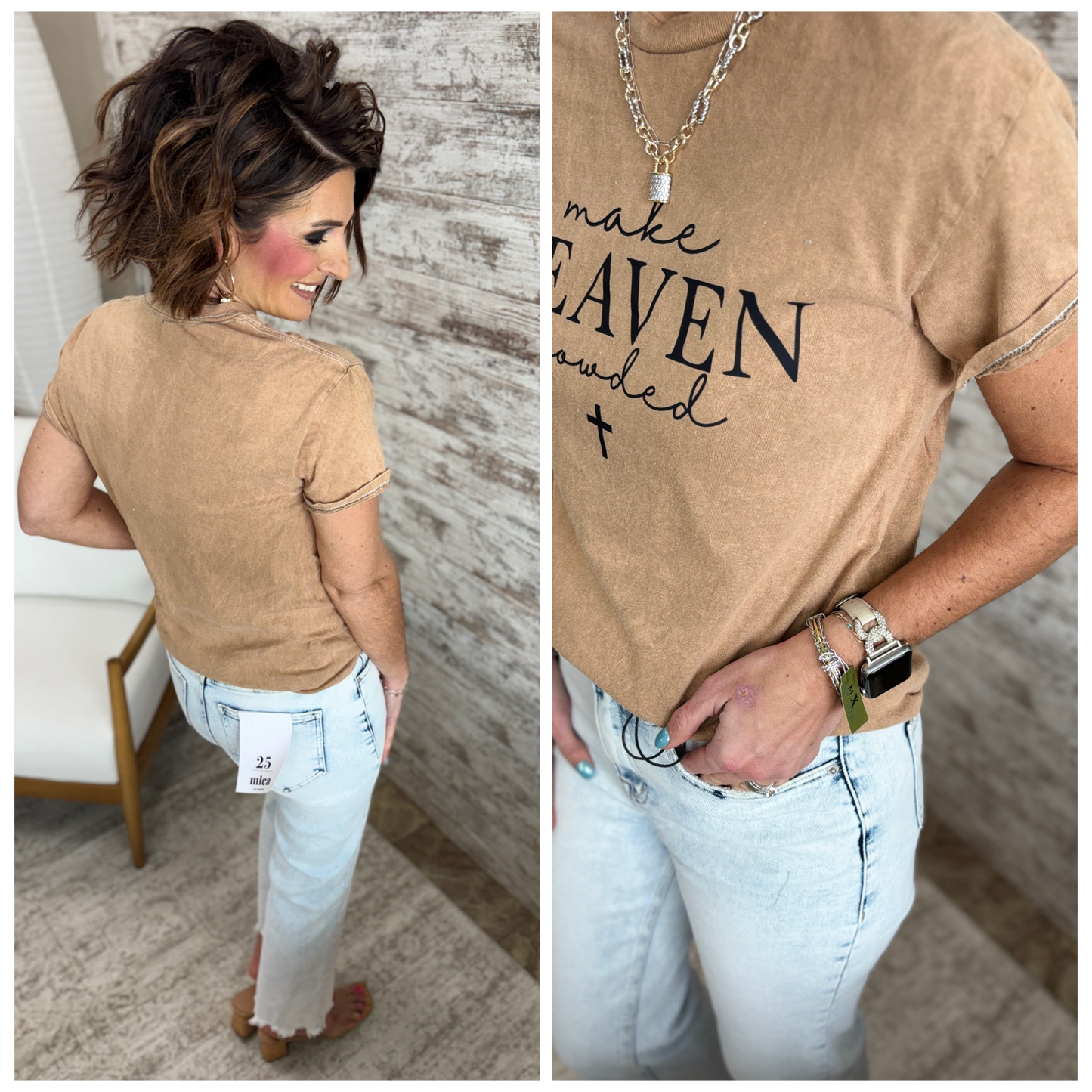 Make Heaven Crowded Brown Mineral Wash Tee