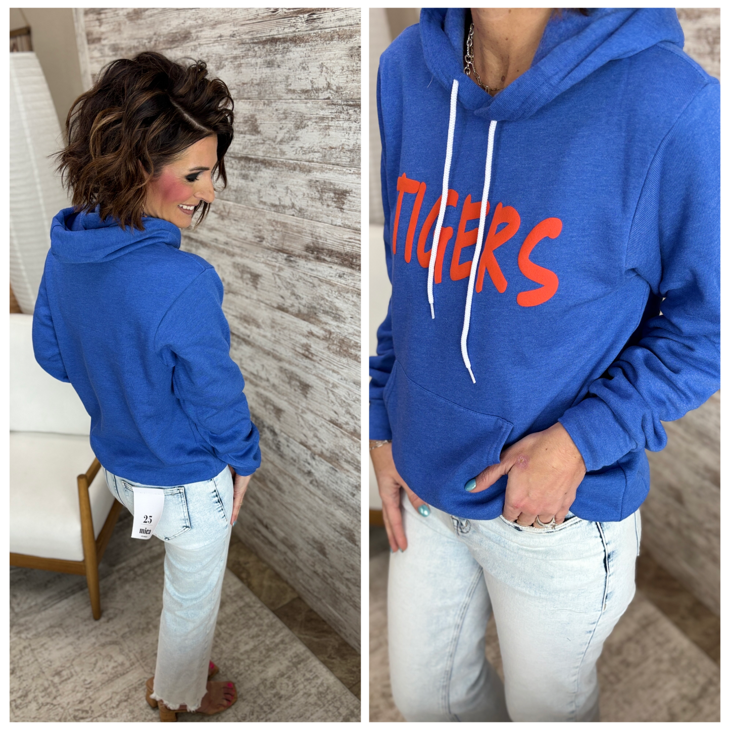 Wrightstown Tigers Puff Print Bella Canvas Heather Royal Hoodie
