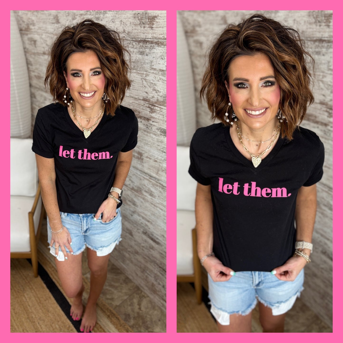 "Let Them" Bella Black V Neck