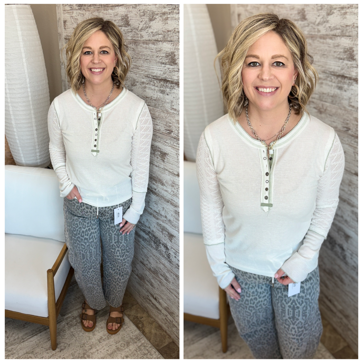 Ivory Knit Mix Long Sleeve Top