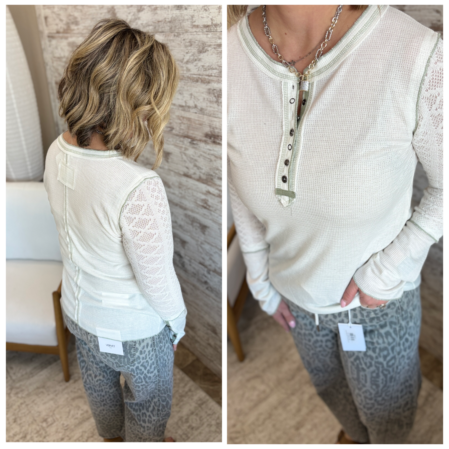 Ivory Knit Mix Long Sleeve Top