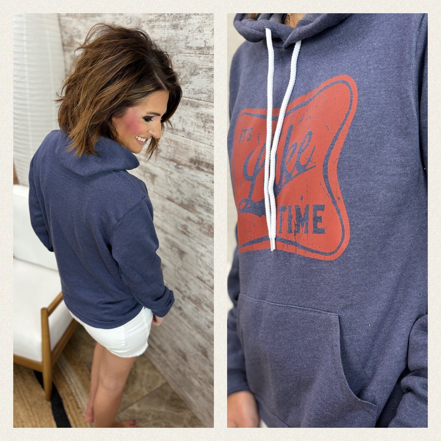 It's Lake Time Bella Canvas Heather Navy Hoodie