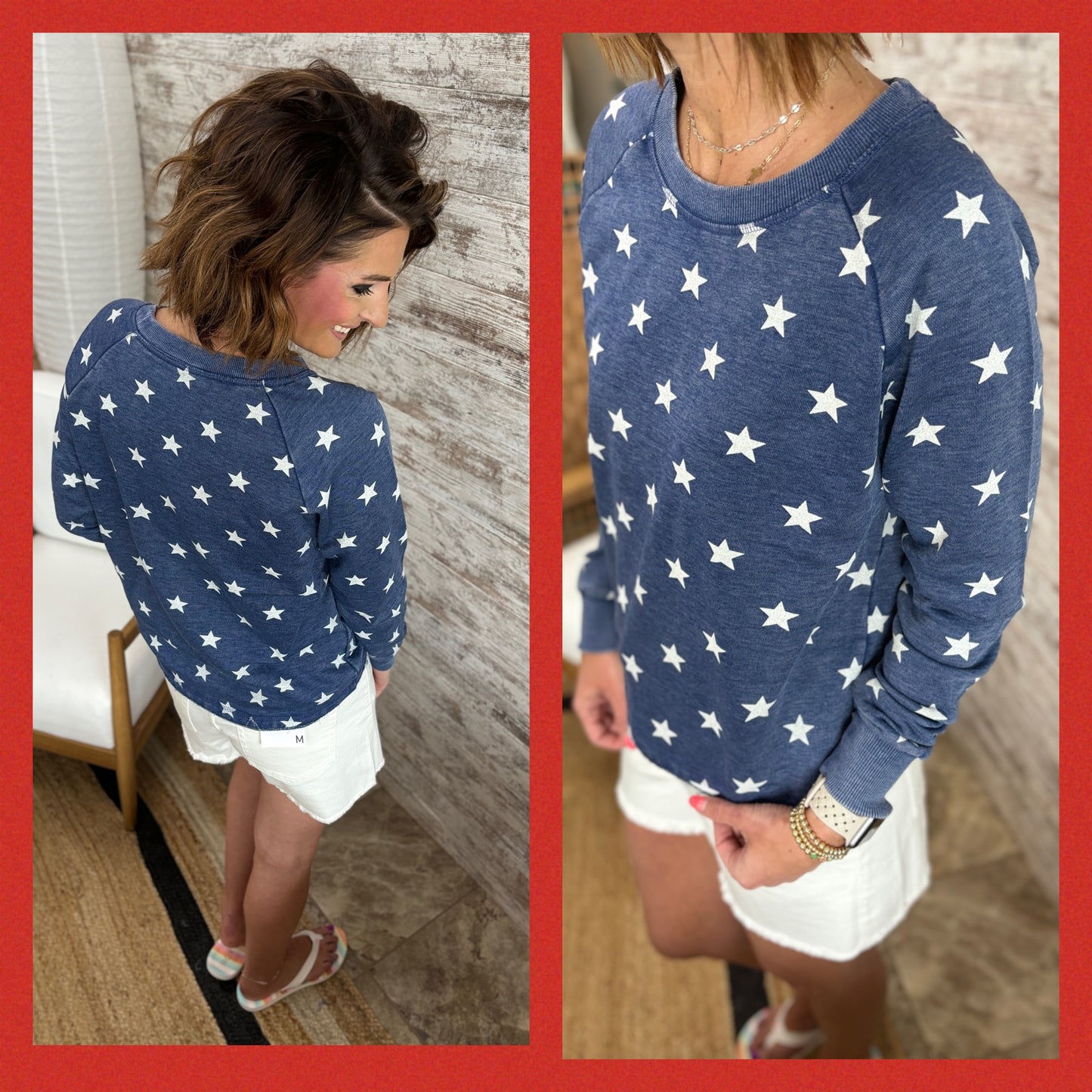 Navy Star Mineral Wash Terry Sweatshirt