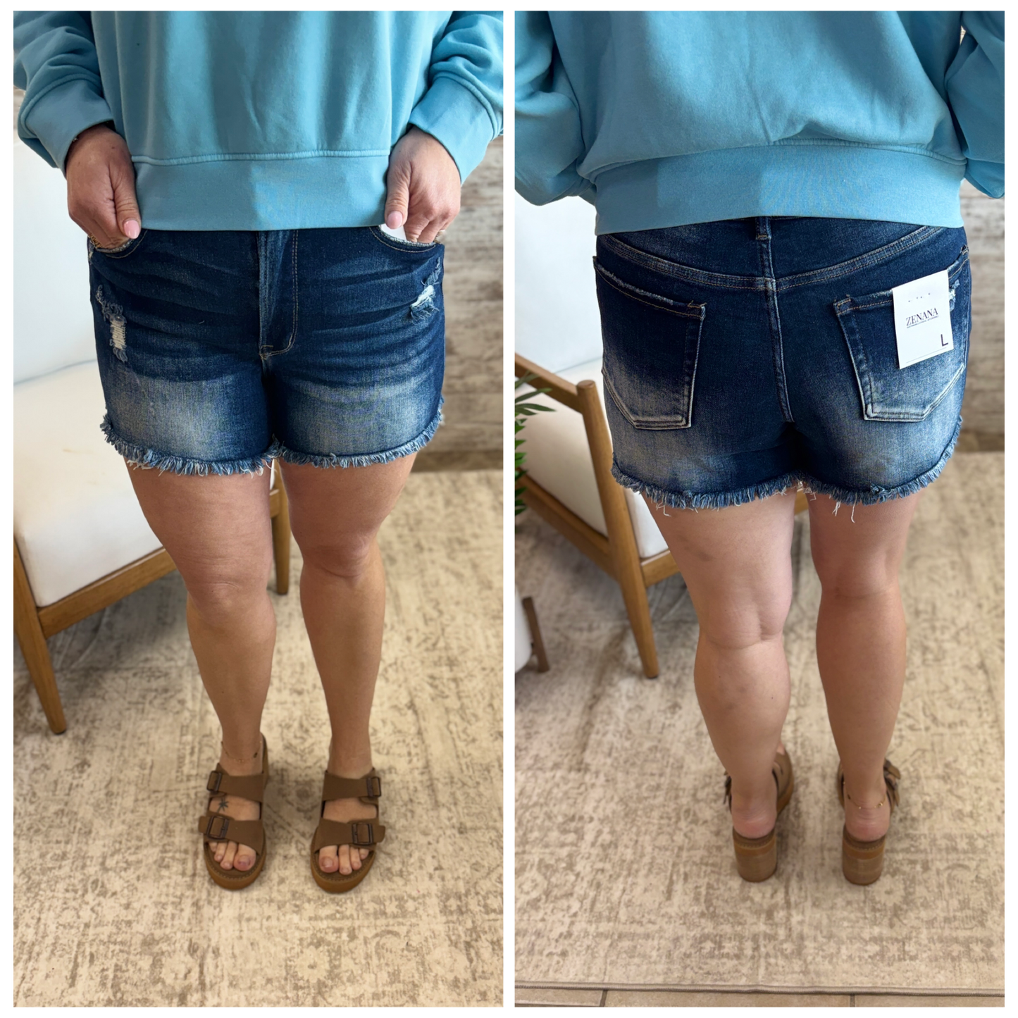 Zenana Dark Wash Distressed Short DCP-9545DD