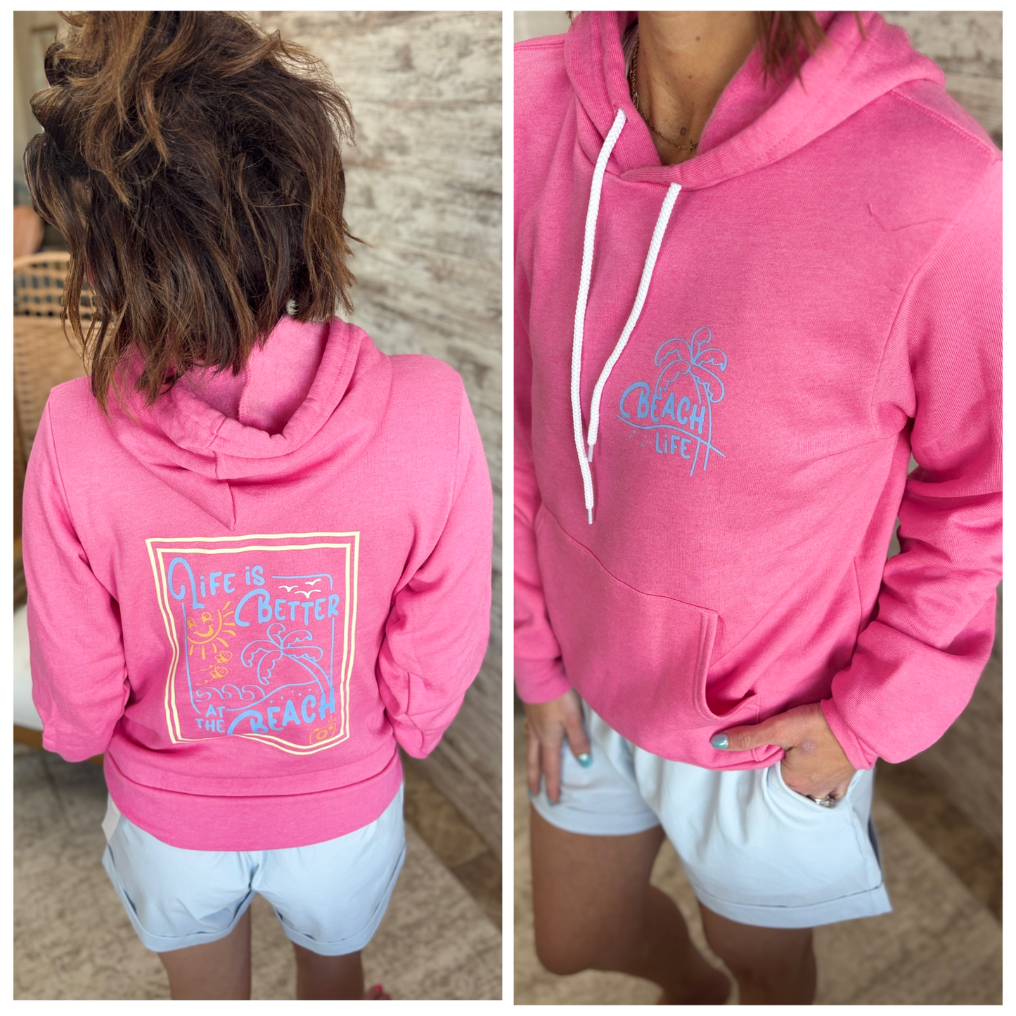 Life is Better at the Beach Charity Pink Bella Hoodie