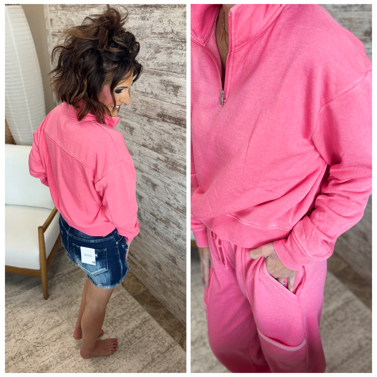 Taffy Pink 1/4 Zip Pullover