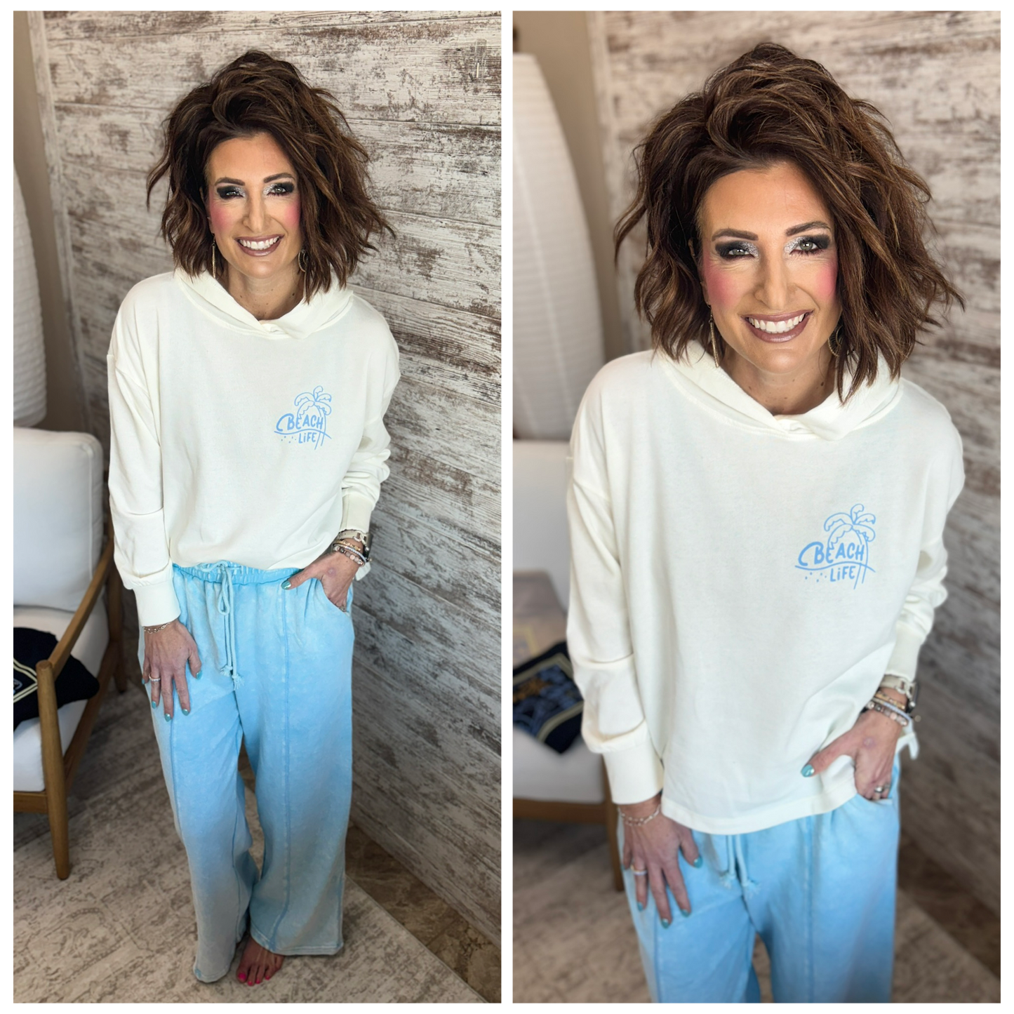 Life is Better at the Beach Linen Lightweight Hoodie