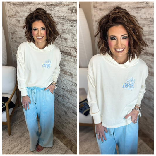 Life is Better at the Beach Linen Lightweight Hoodie