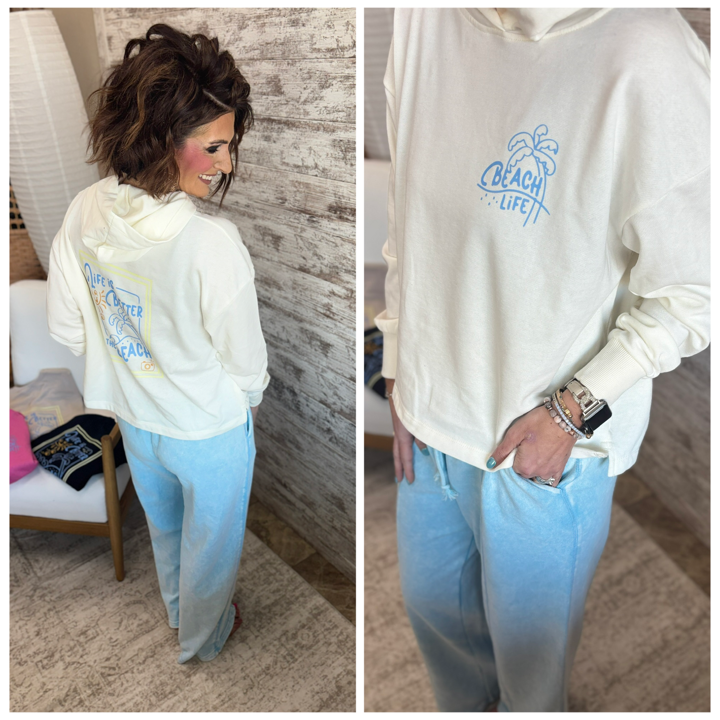 Life is Better at the Beach Linen Lightweight Hoodie