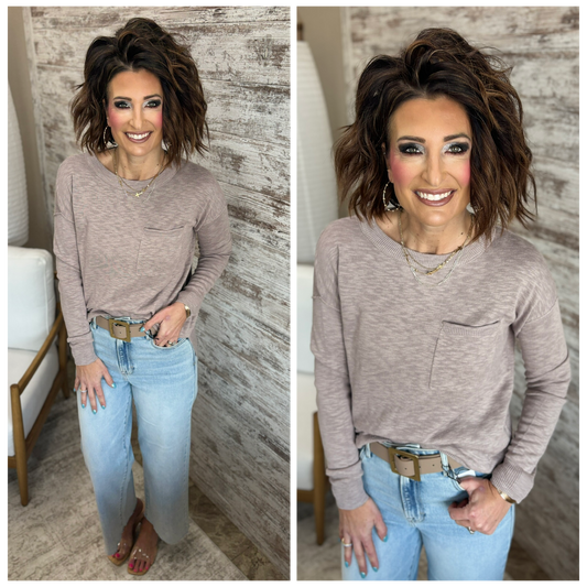 Greige Round Neck Light Sweater